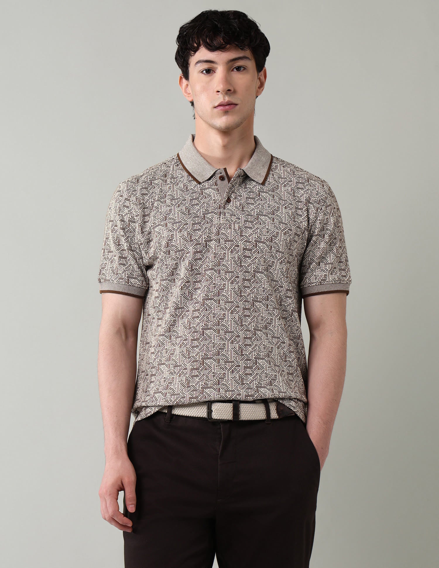 Geometric Printed Slim Fit Polo Shirt