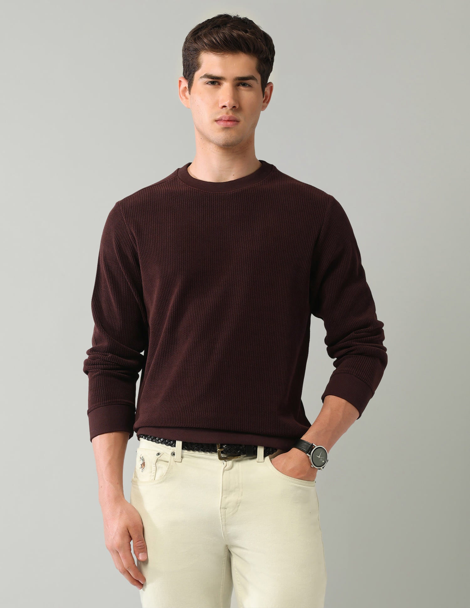 Textured Regular Fit Sweatshirt