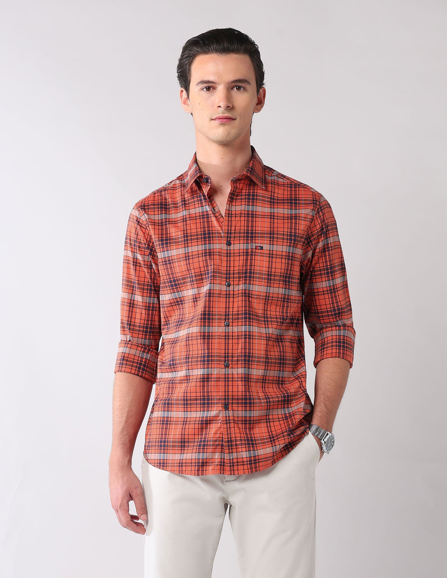 City Chronicles Modern Slim Fit Tartan Checked Shirt