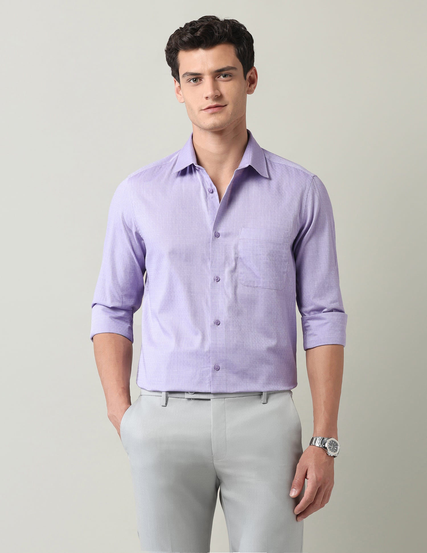 Solid Regular Fit Dobby Shirt