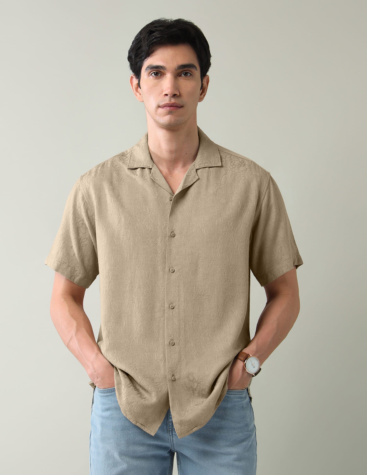 Regular Textured Air Soft Slim Fit Shirt