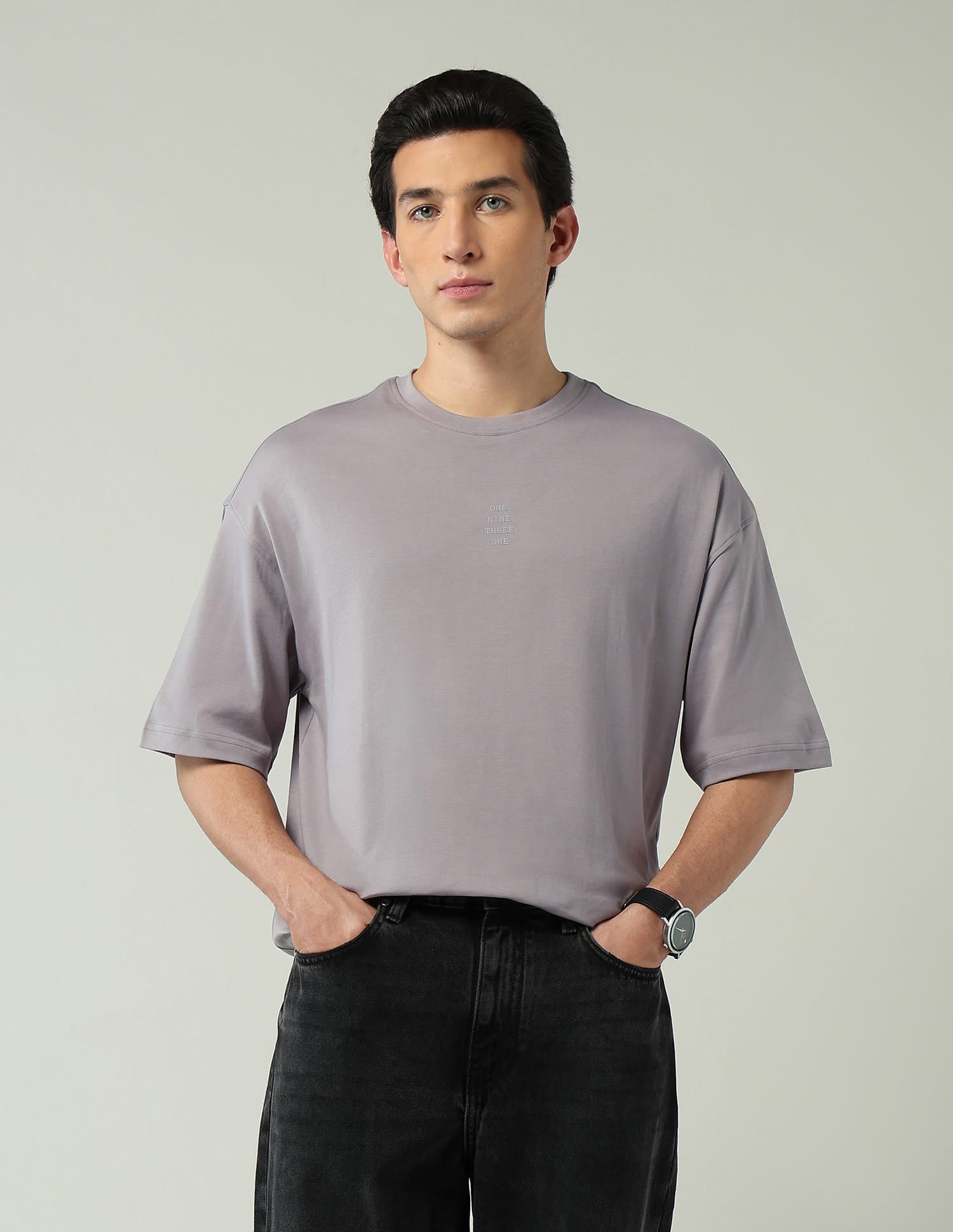 Street-Style Oversized Fit Solid T-Shirt