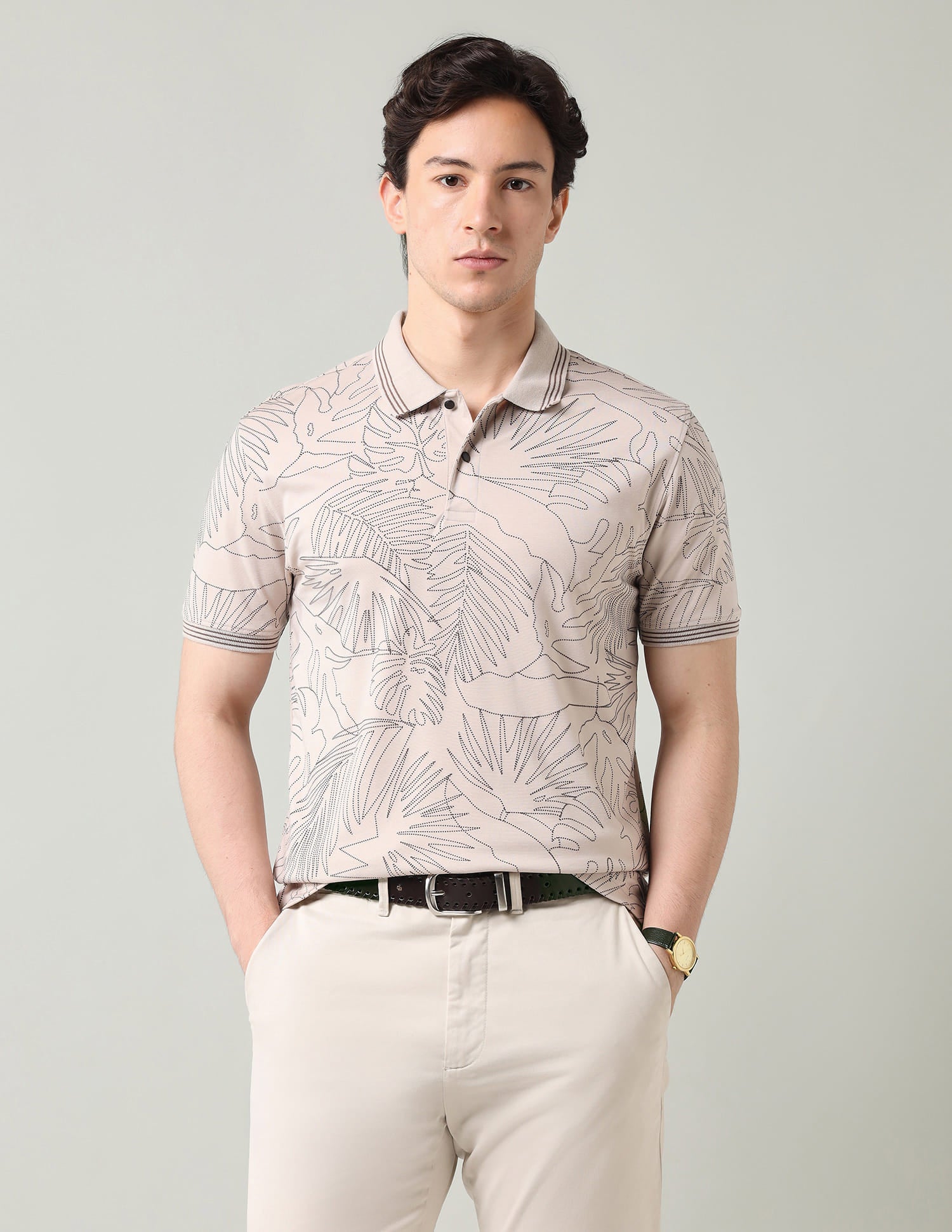 Floral Printed Regular Fit Polo Shirt