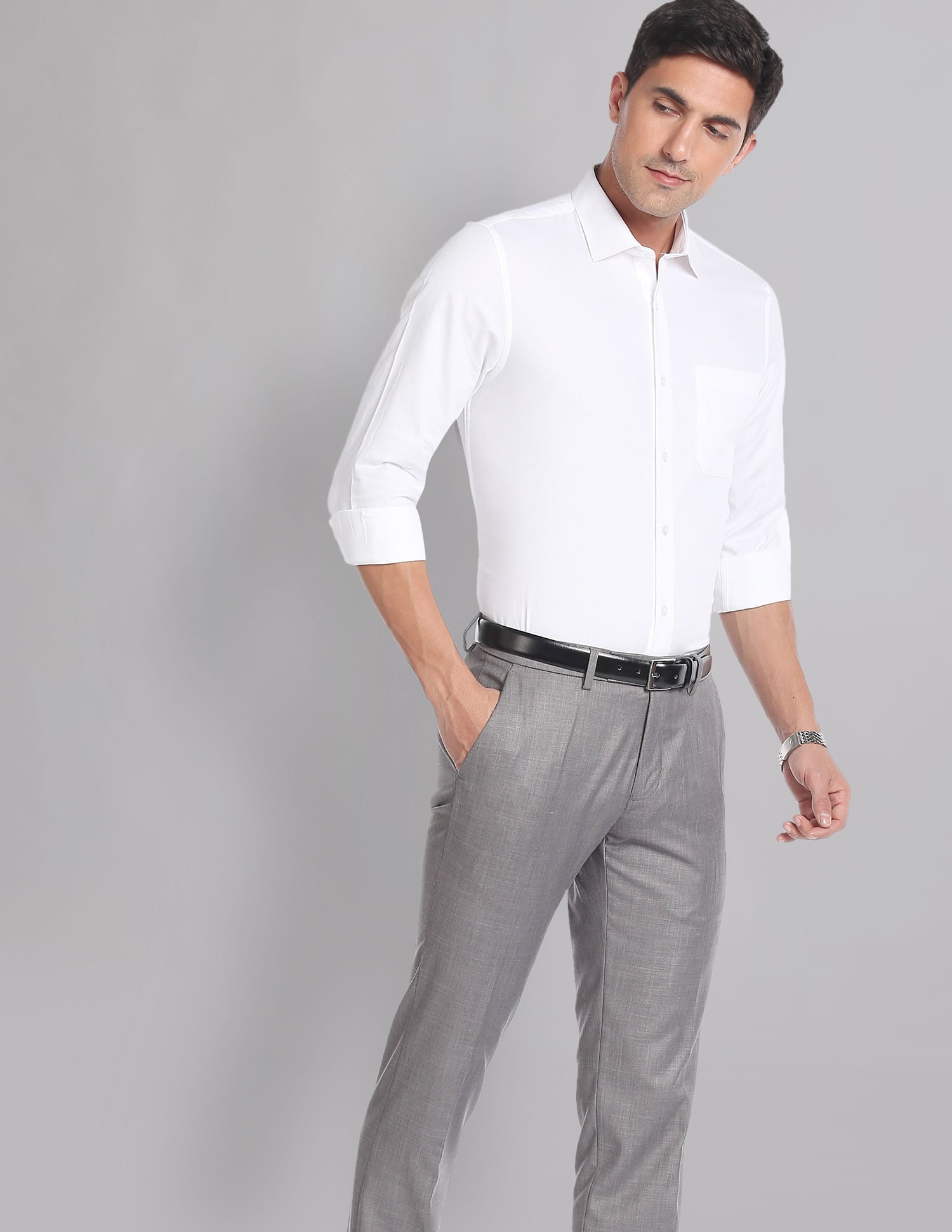 Fashion Vault Pure Cotton Solid Dobby Formal Shirt