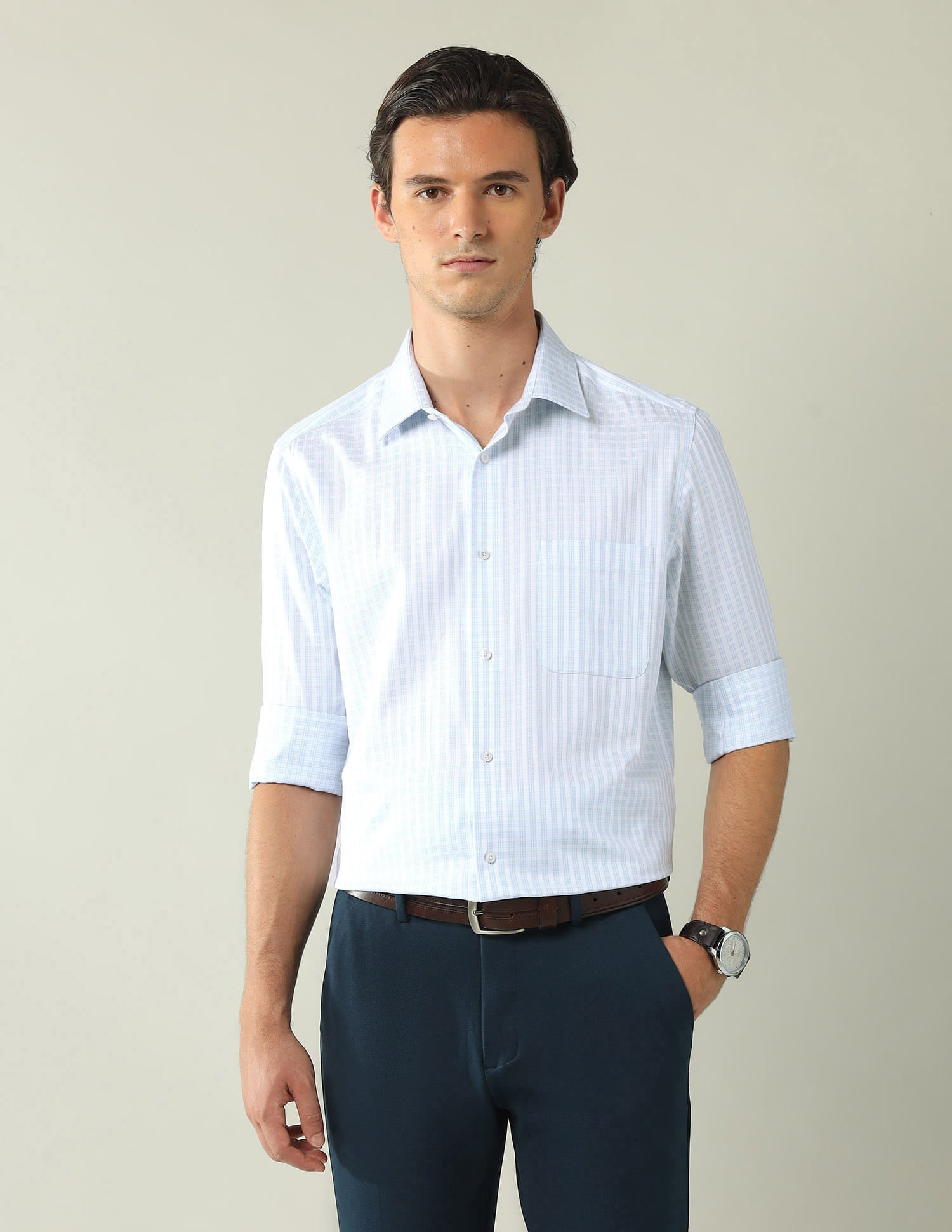 Wardrobe-Coded Regular Fit Vertical Striped Shirt