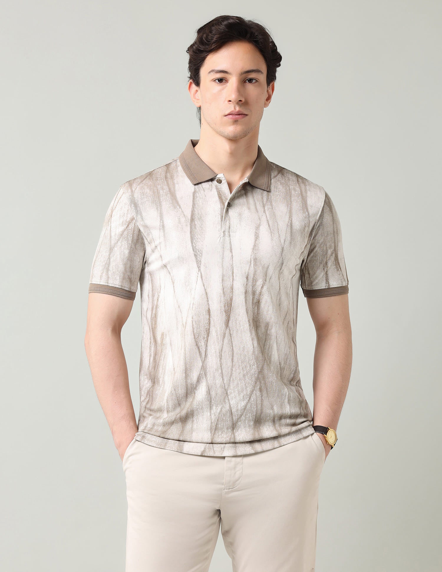 Abstract Printed Regular Fit Polo Shirt