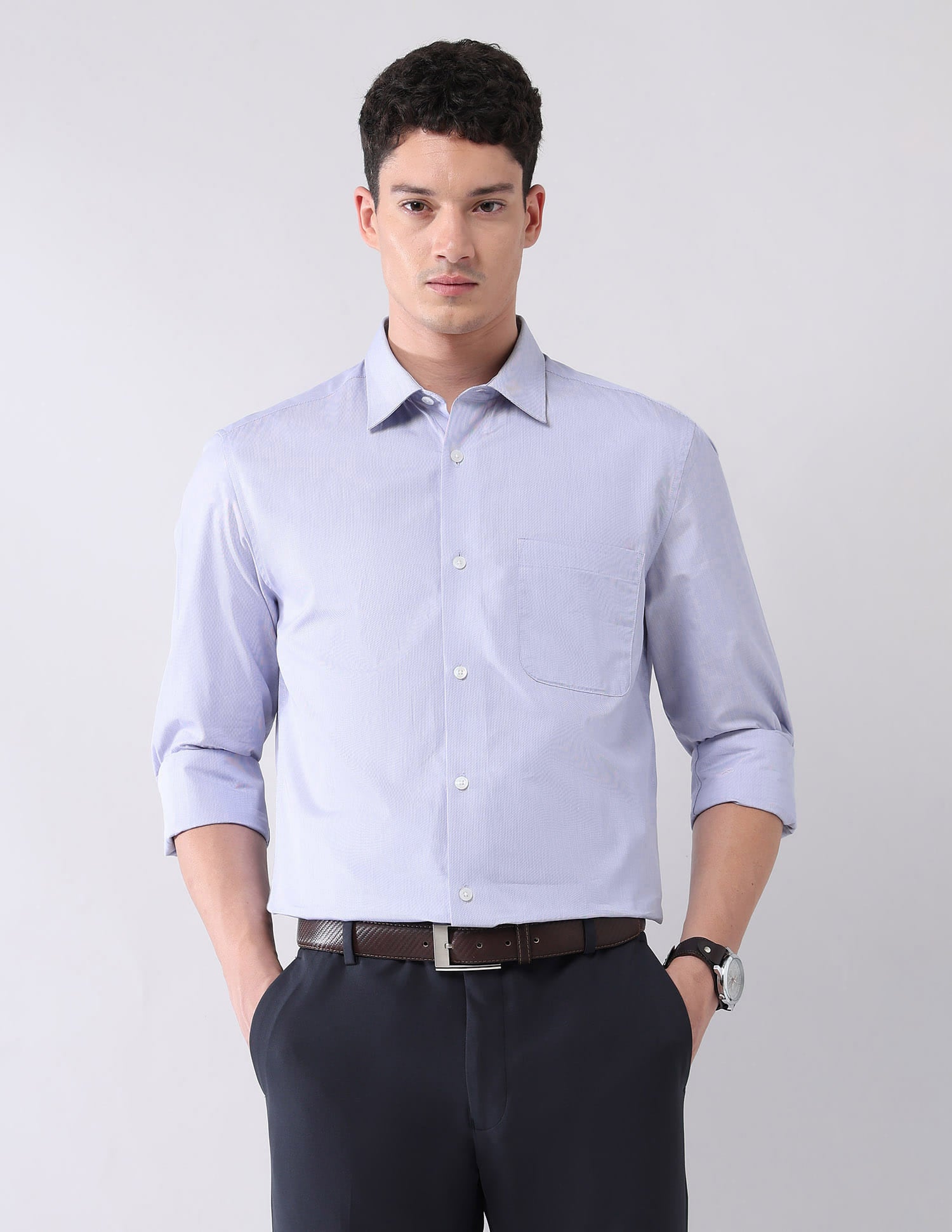 Wardrobe-Coded Regular Fit Vertical Striped Shirt