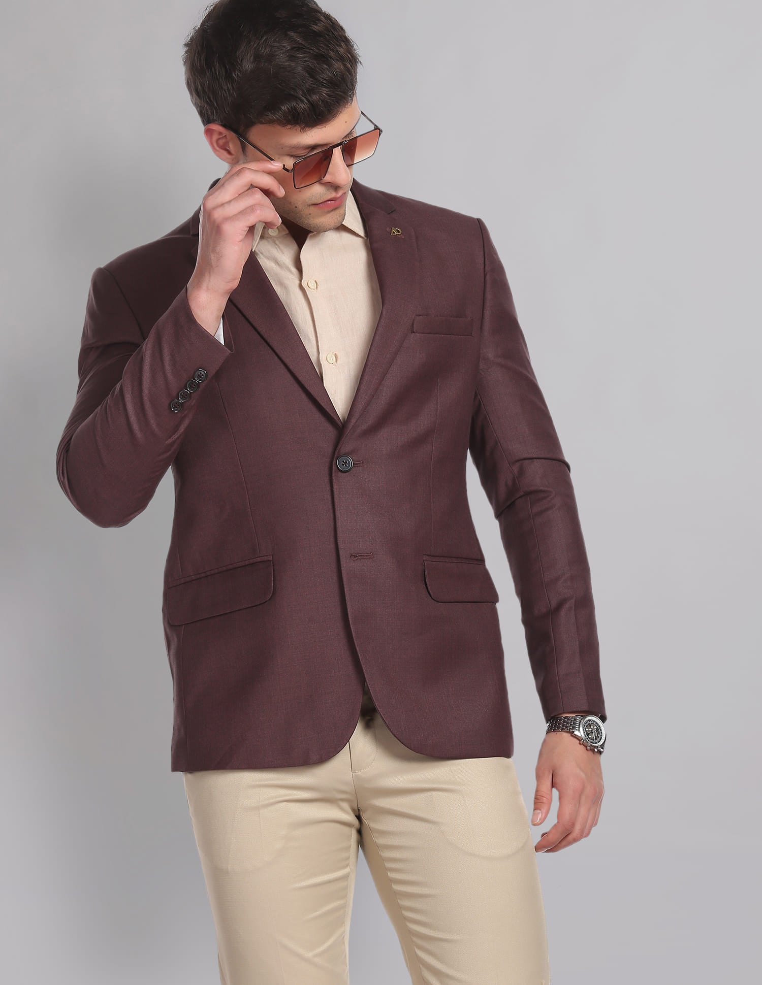 Twill Weave Heathered Formal Blazer