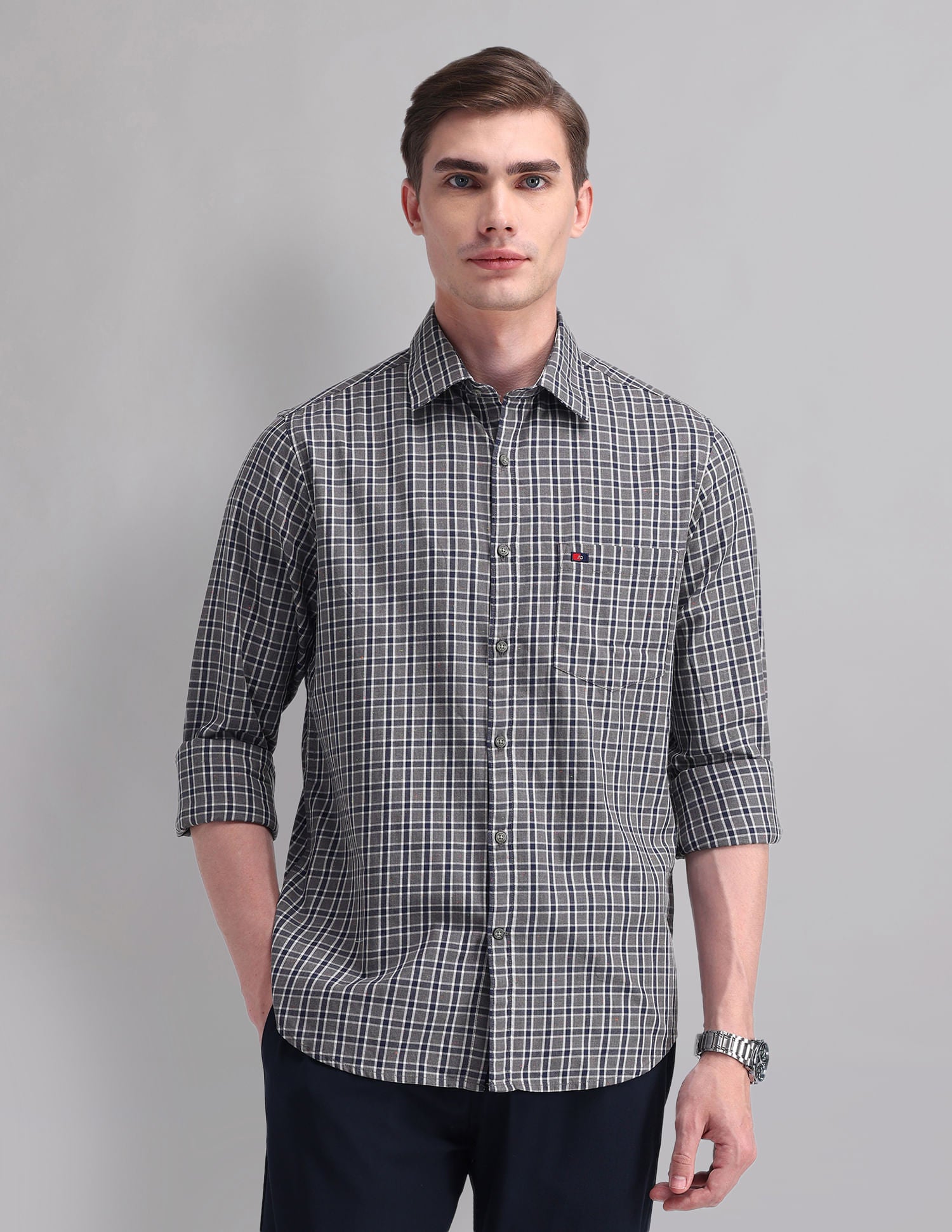 Corporate Sharp Modern Slim Fit Checked Shirt