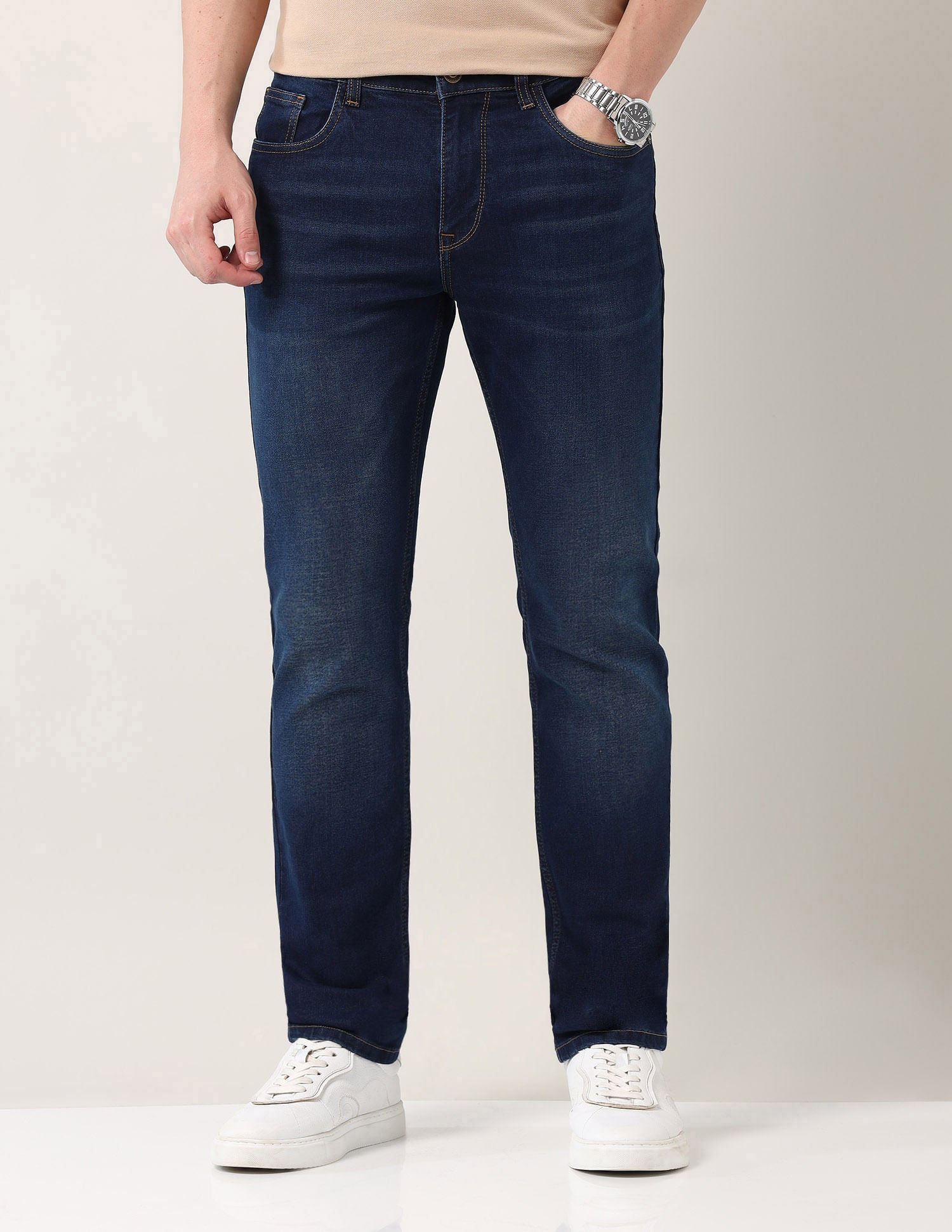 Easy-on slim Fit Mid Rise Jeans