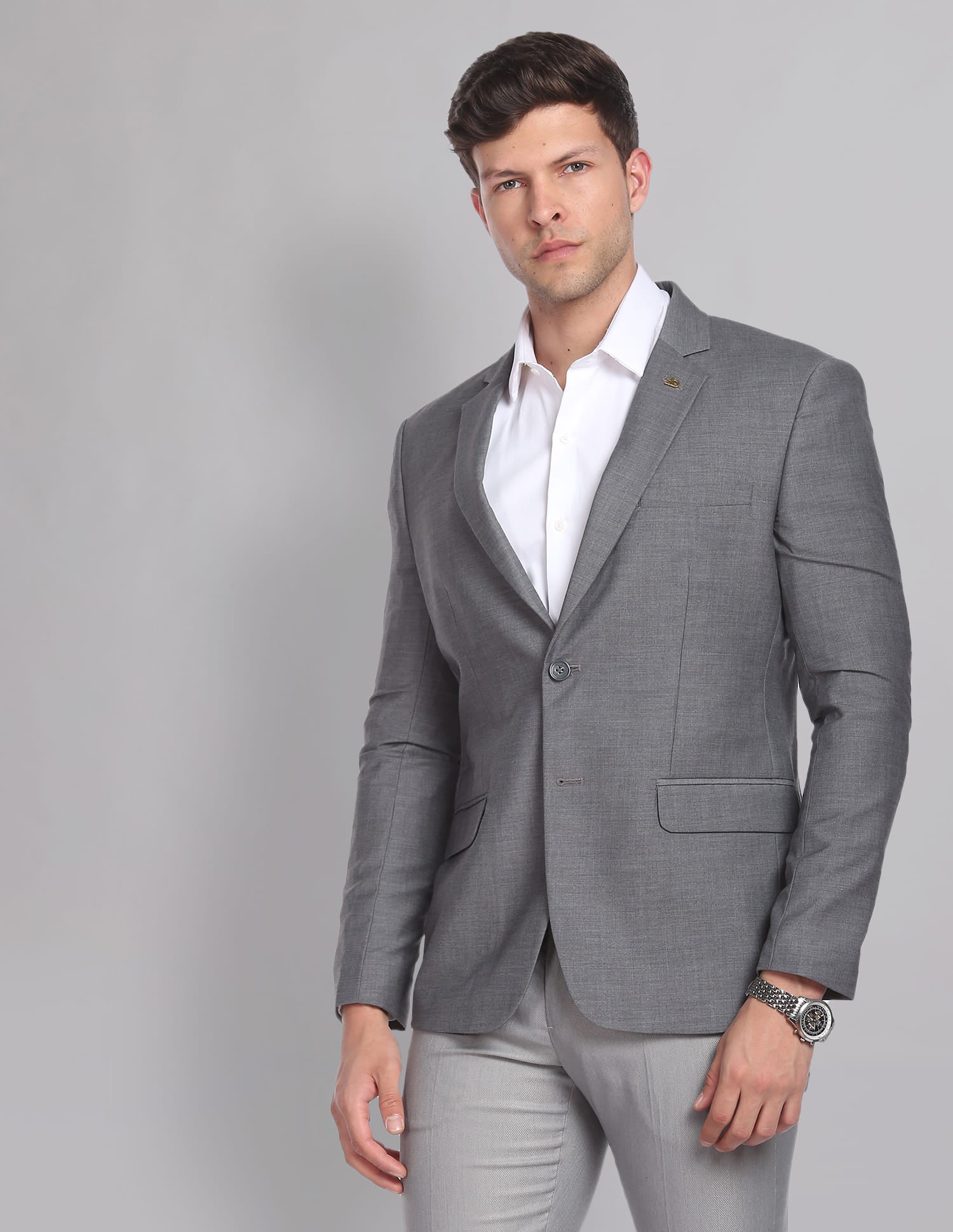 Notch Lapel Collar Heathered Formal Blazer