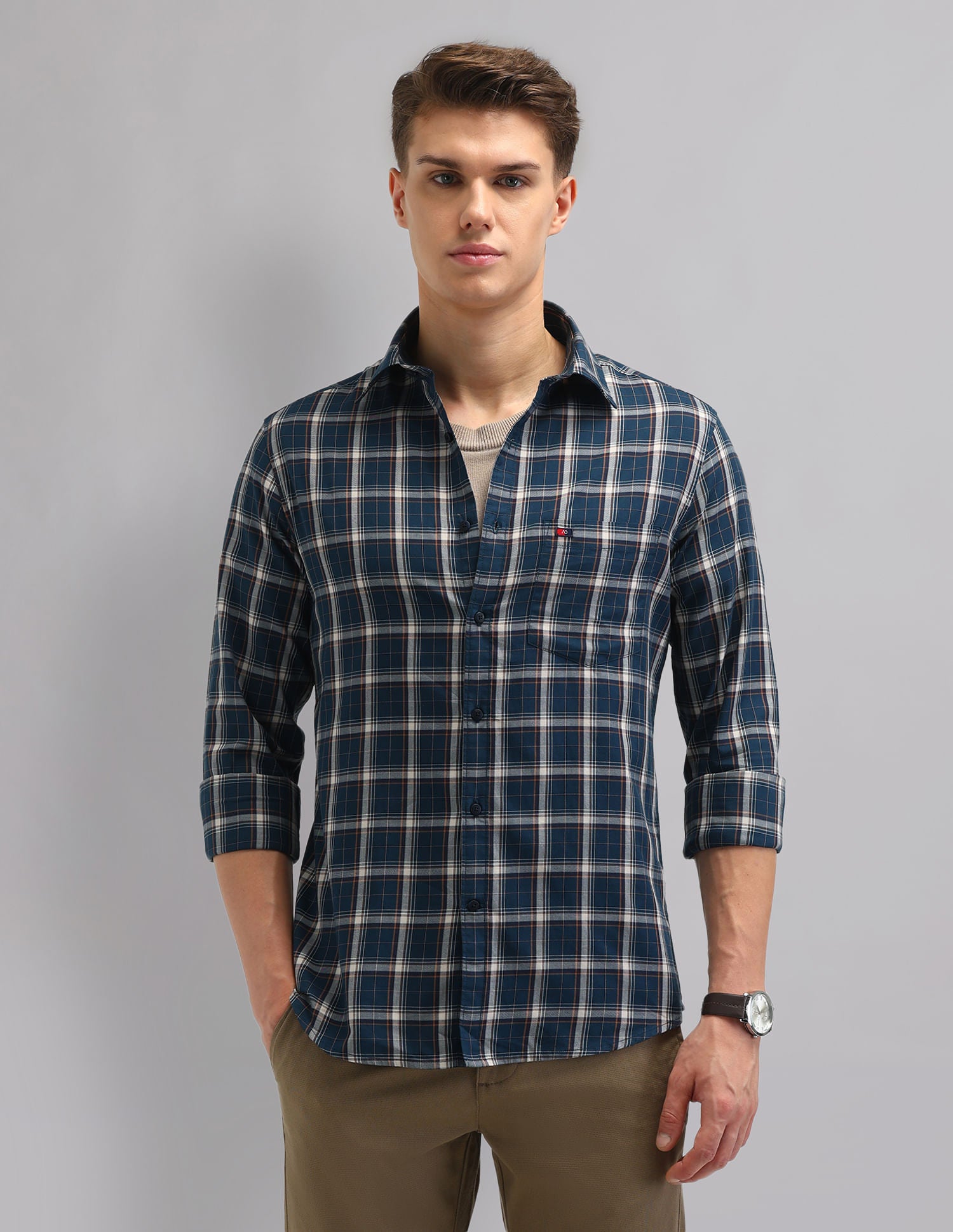 Corporate Sharp Modern Slim Fit Checked Shirt