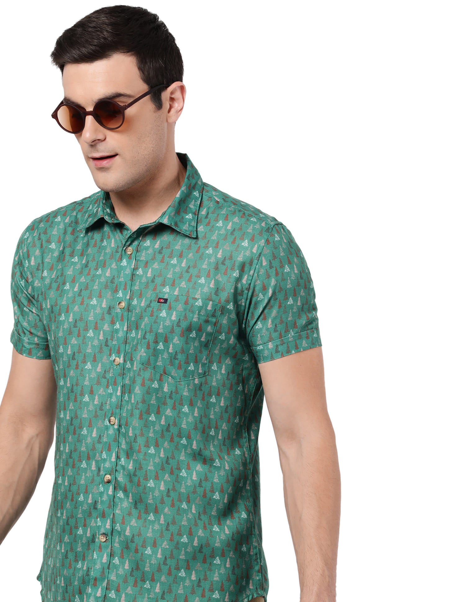 Short Sleeve Slim Fit Printed Casual Shirt