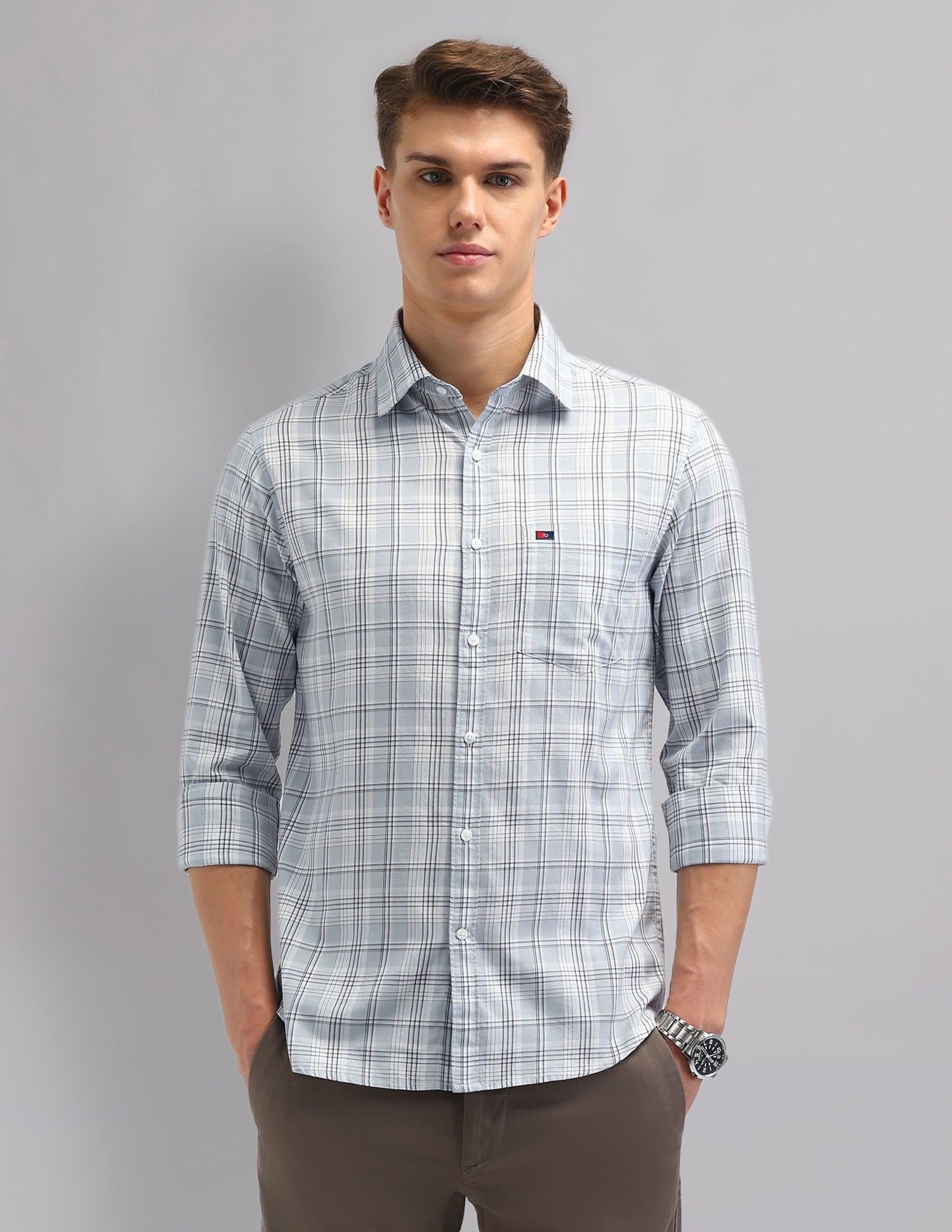 Corporate Sharp Modern Slim Fit Checked Shirt