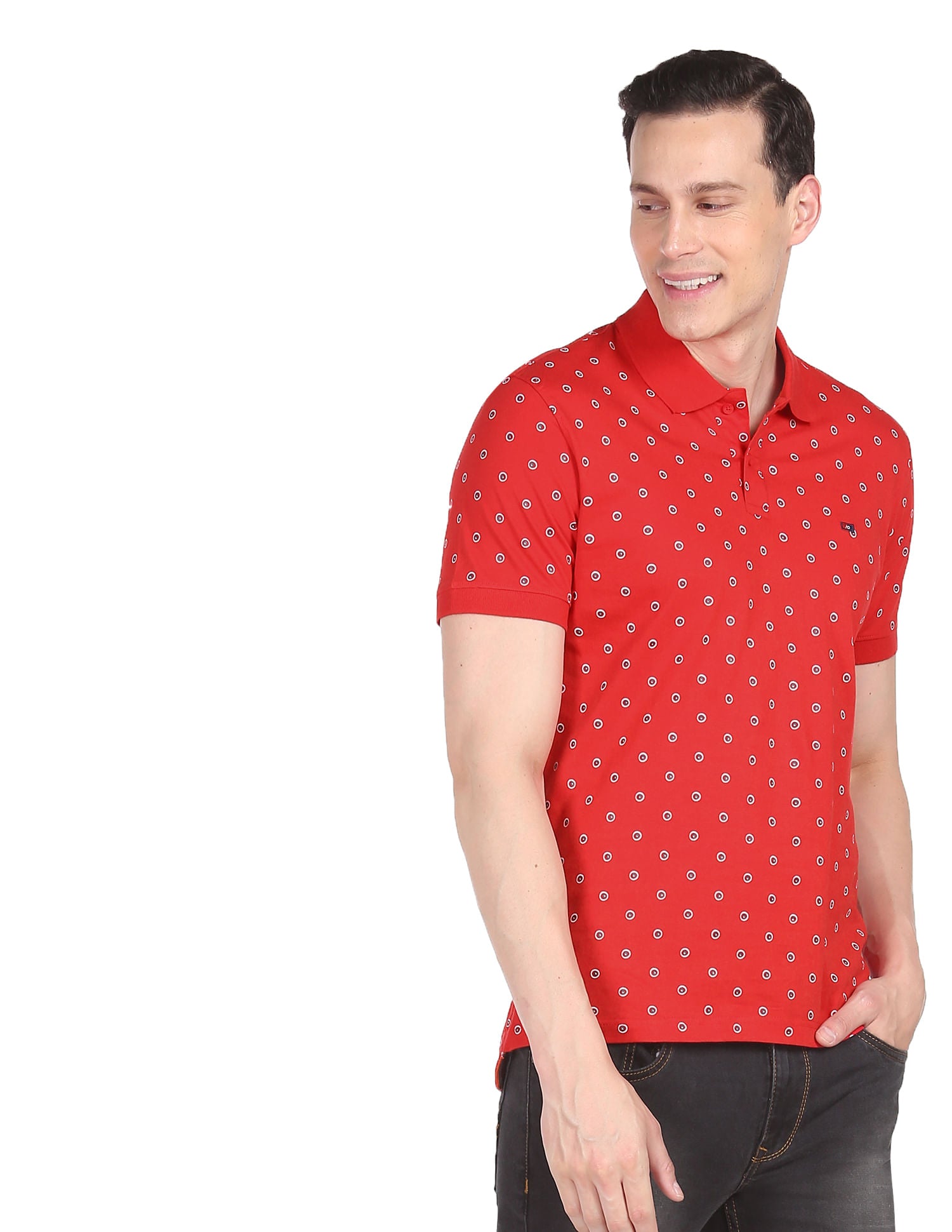Daily Style Cotton Geometrical Print Polo Shirt