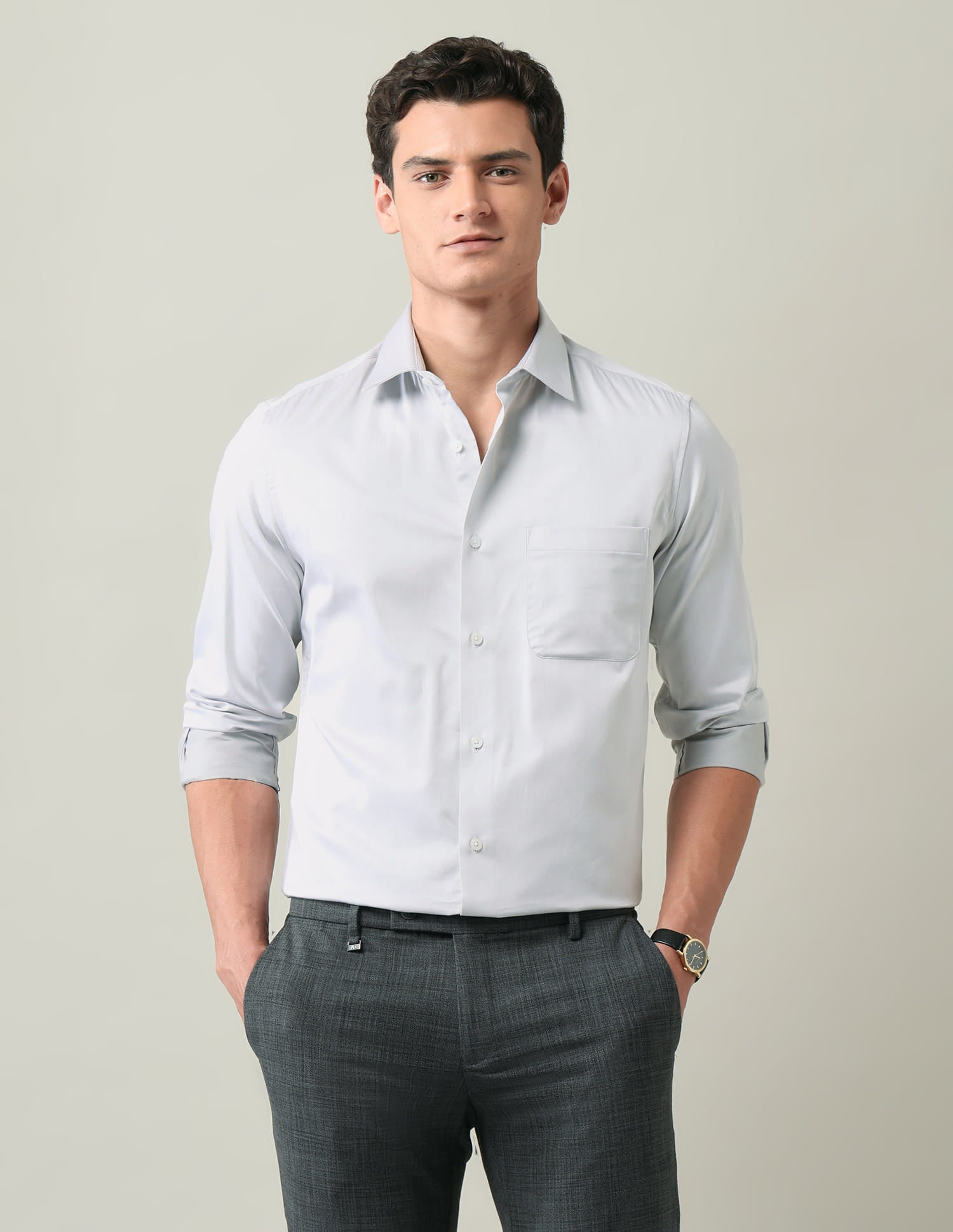 Solid Regular Fit Satin Shirt