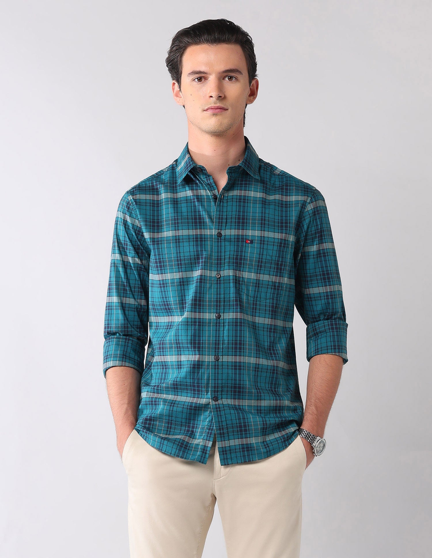 City Chronicles Modern Slim Fit Tartan Checked Shirt