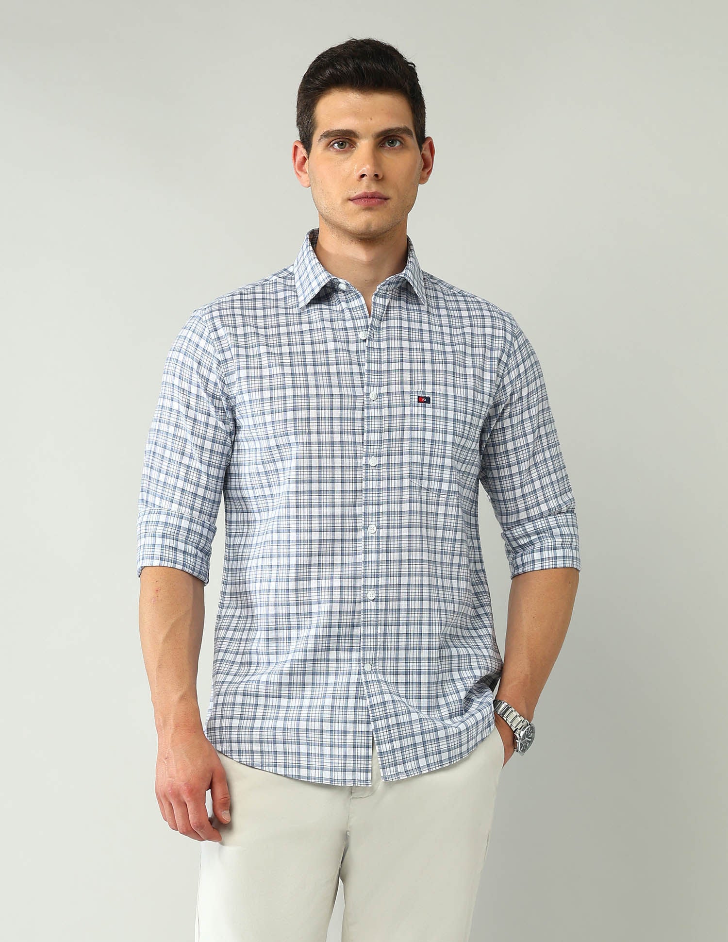 City Chronicles Modern Slim Fit Tartan Checked Shirt