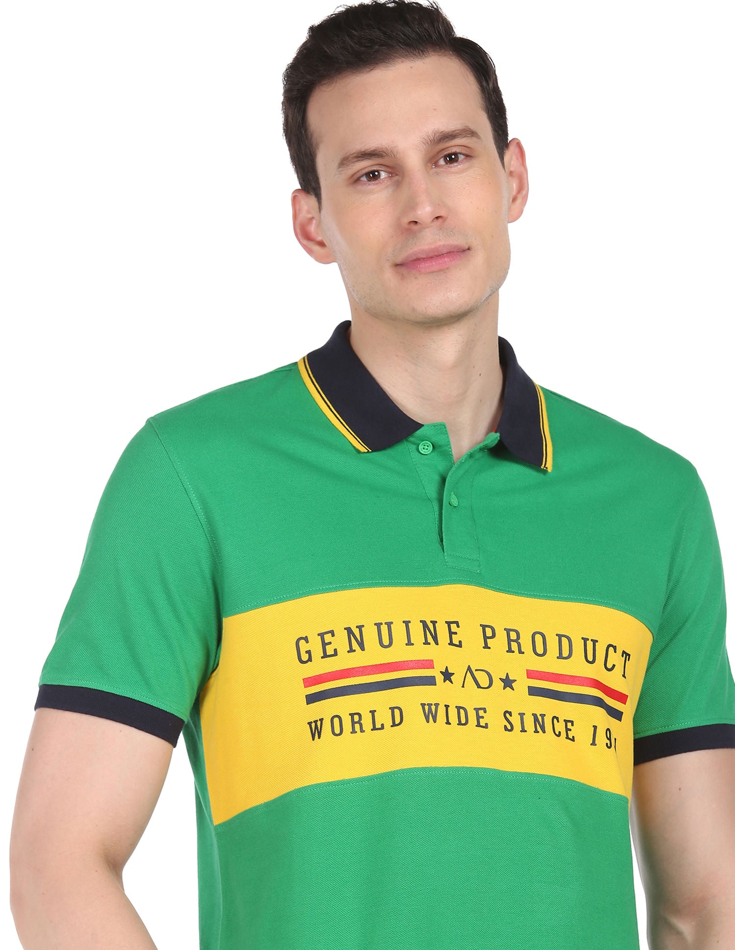 Regular Cotton Colour Block Polo Shirt