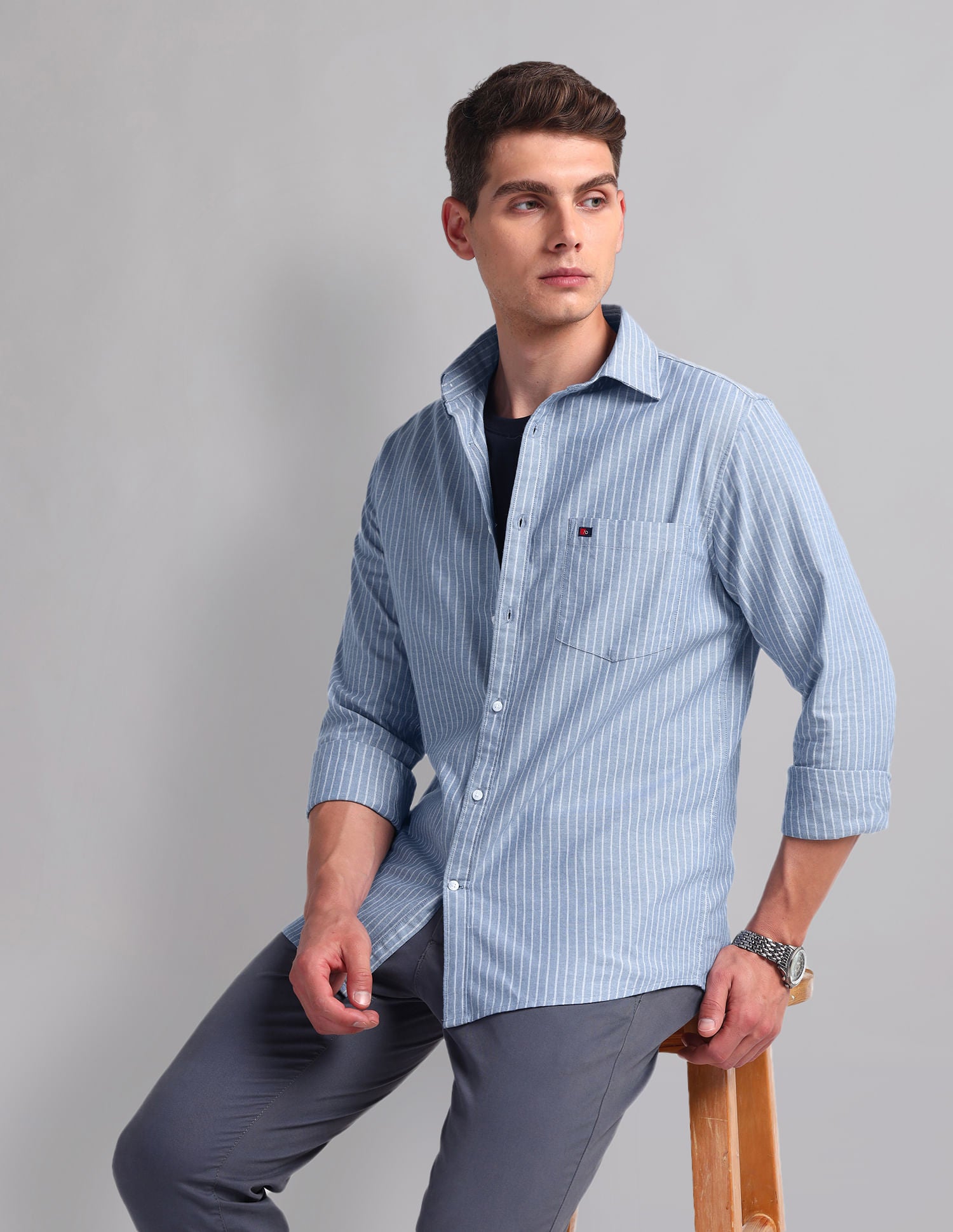 Vertical Stripe Cotton Shirt