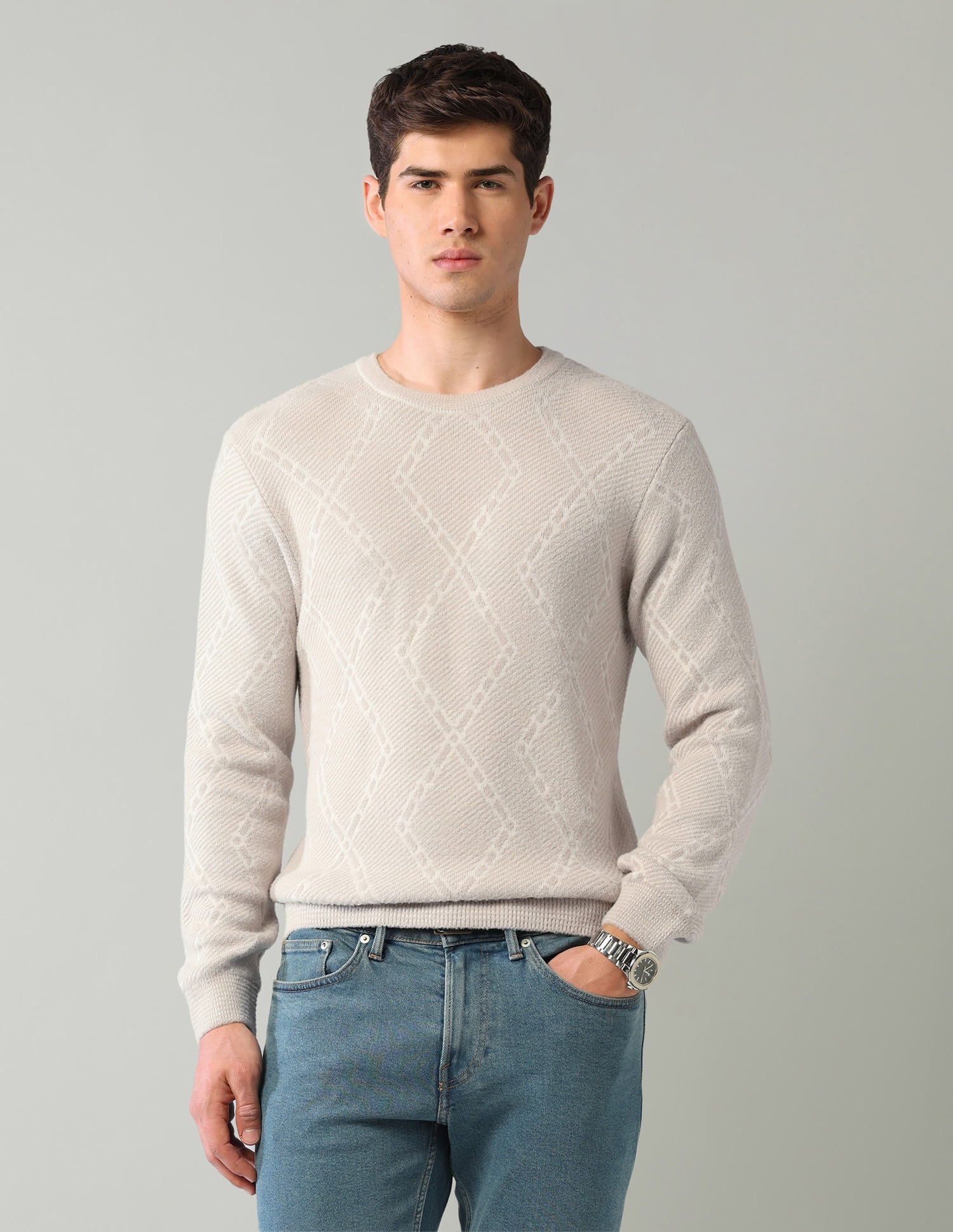 Geometric-Patterned-Regular-Fit-Sweater