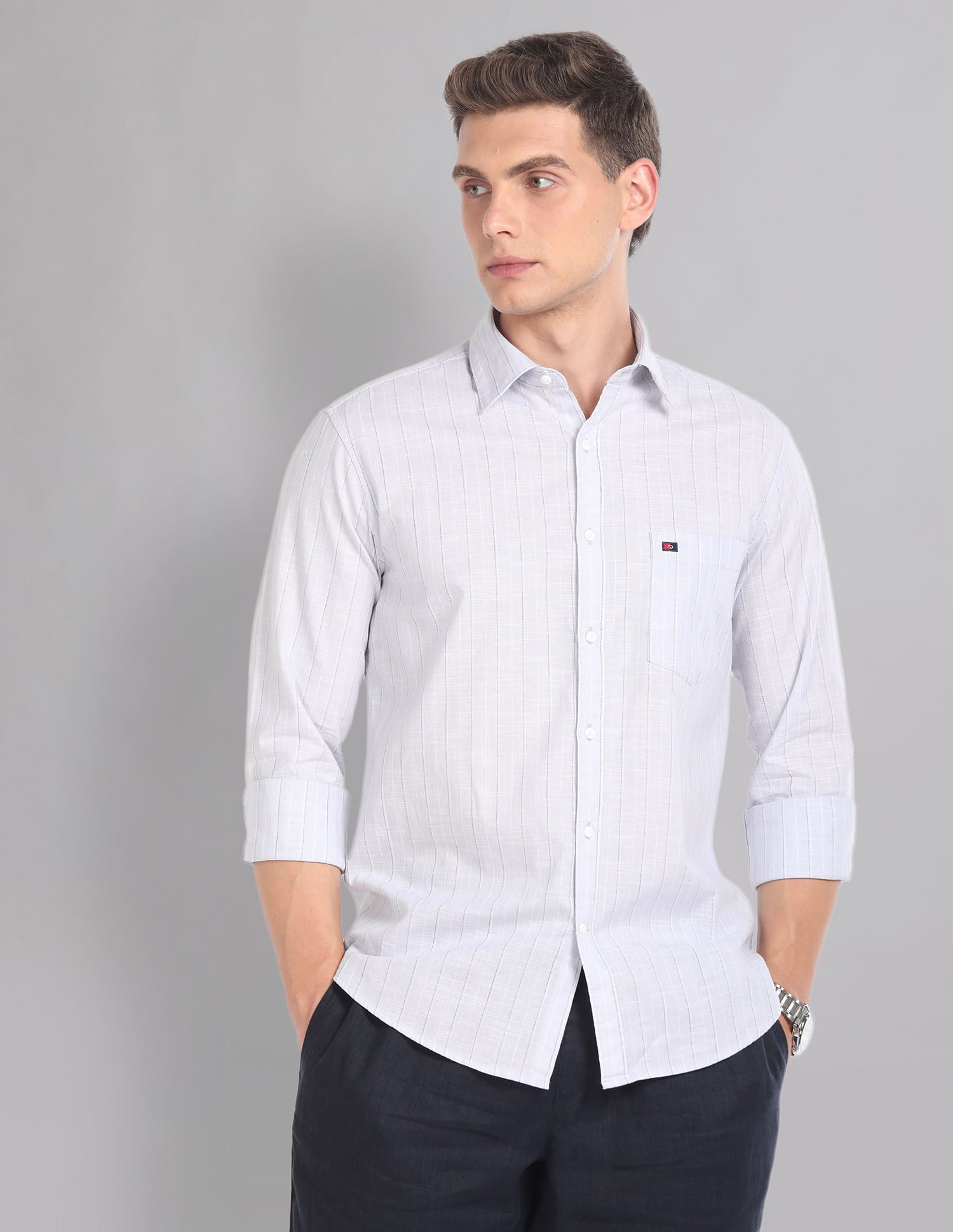 Regular & Vertical Stripe Pure Cotton Summer Shirt