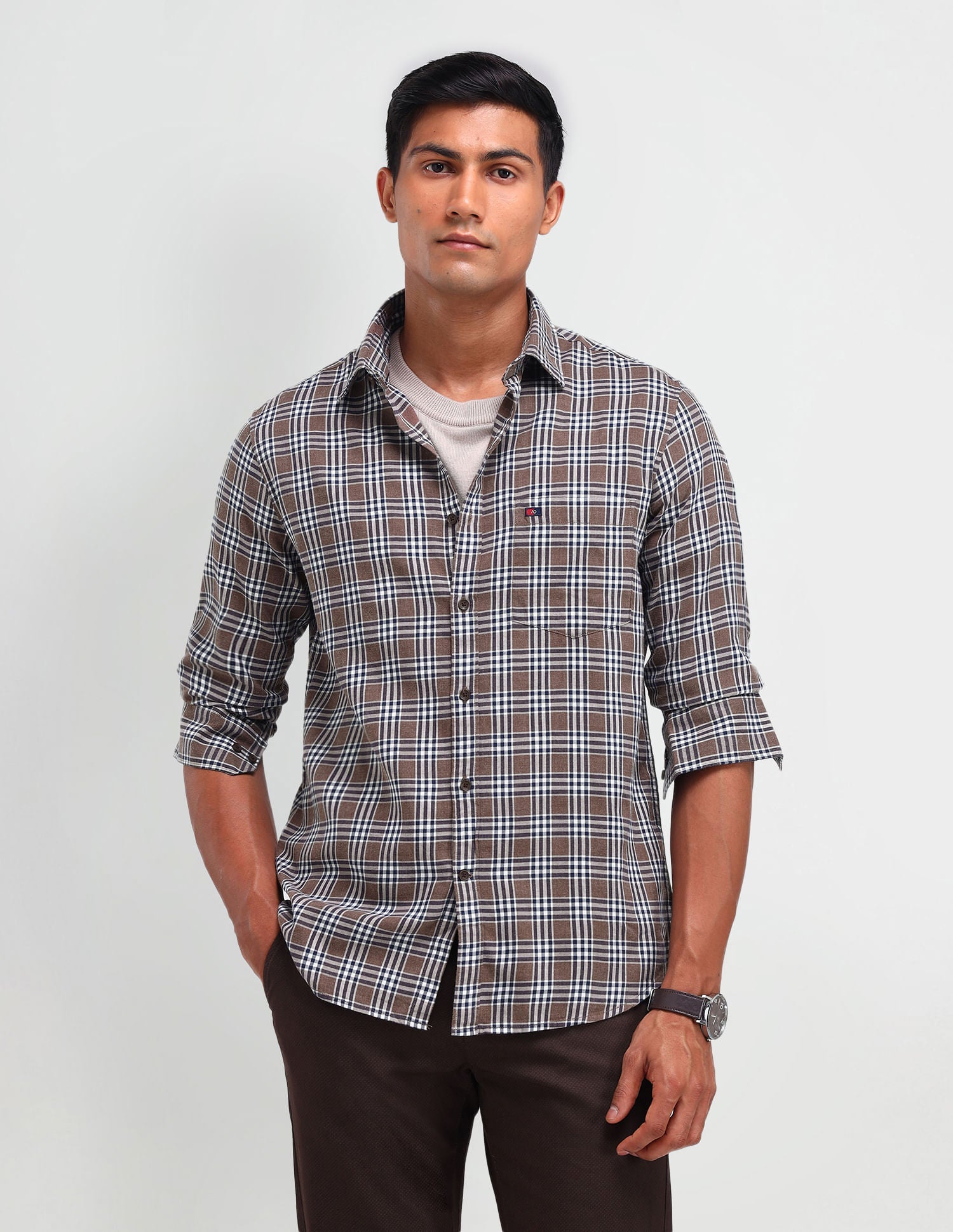 Stylish Twill Plaid Check Shirt