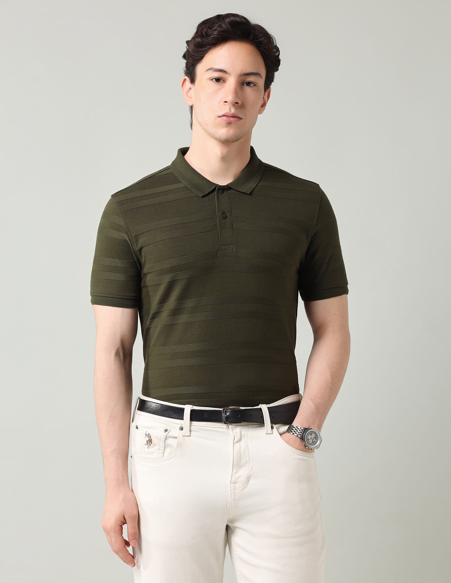 Horizontal Striped Regular Fit Polo Shirt
