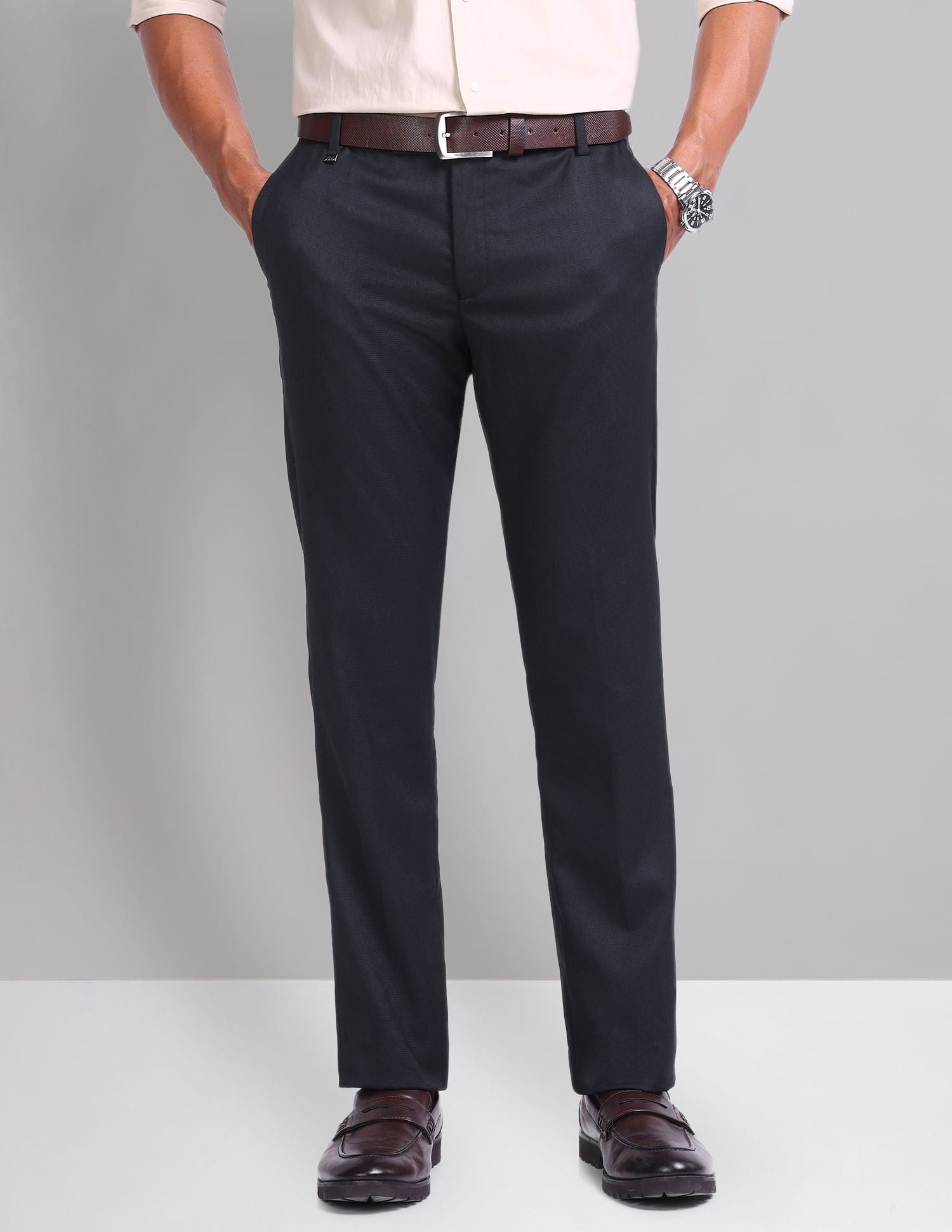 Polished Look Smart Flex Textured Trousers