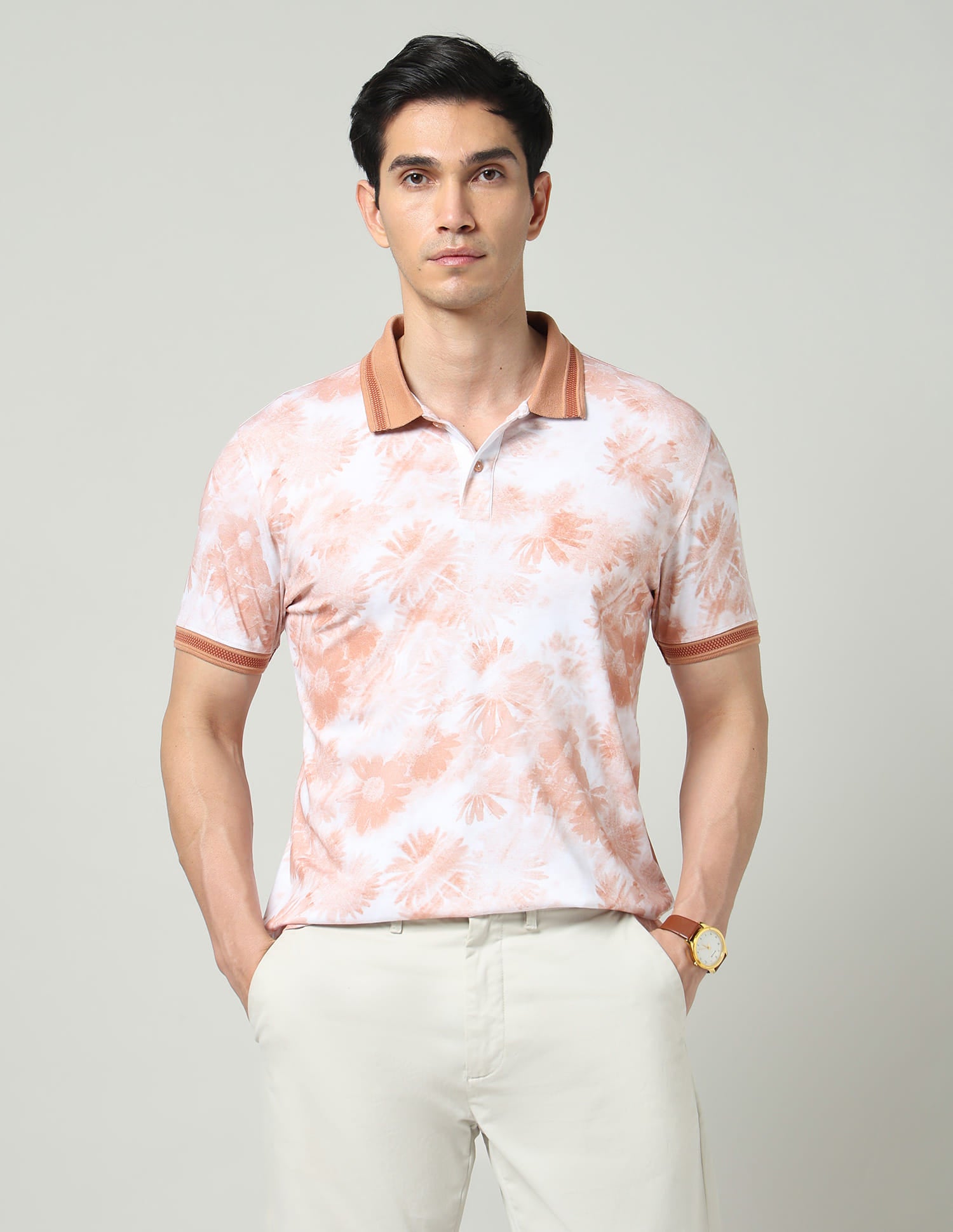 Vogue Fit Floral Printed Slim Fit Polo Shirt