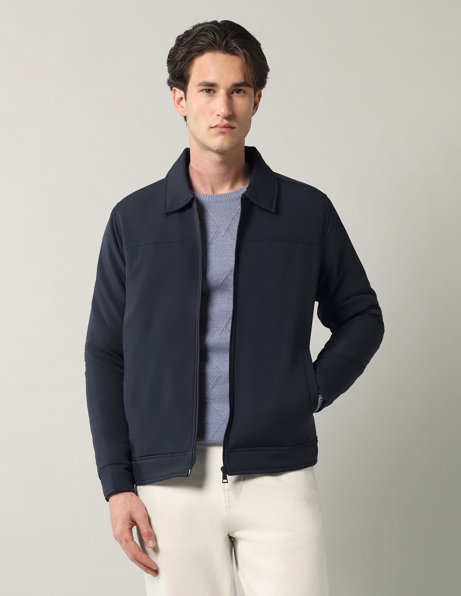 Solid Regular Fit Reversible Jacket