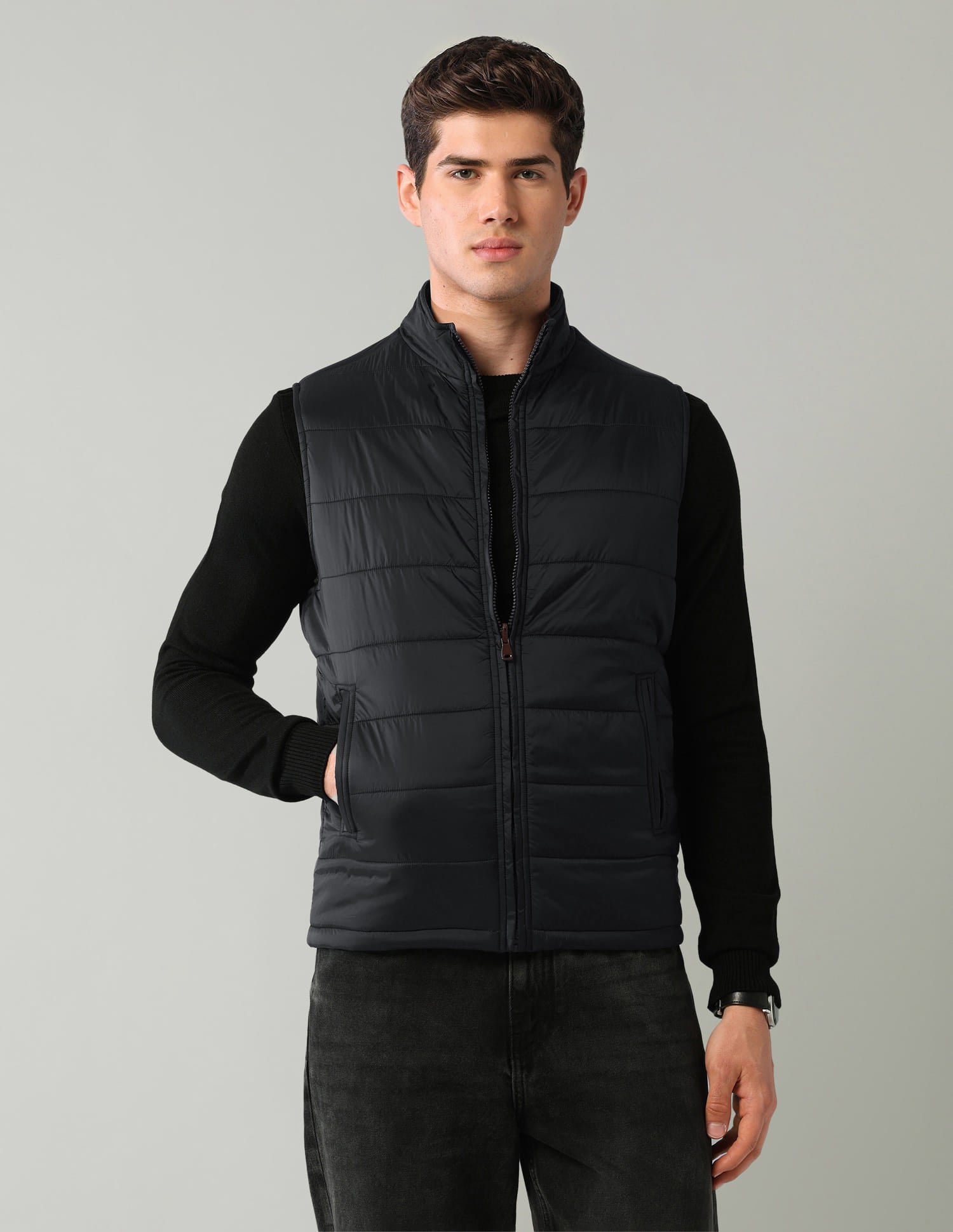 Solid Regular Fit Puffer Jacket