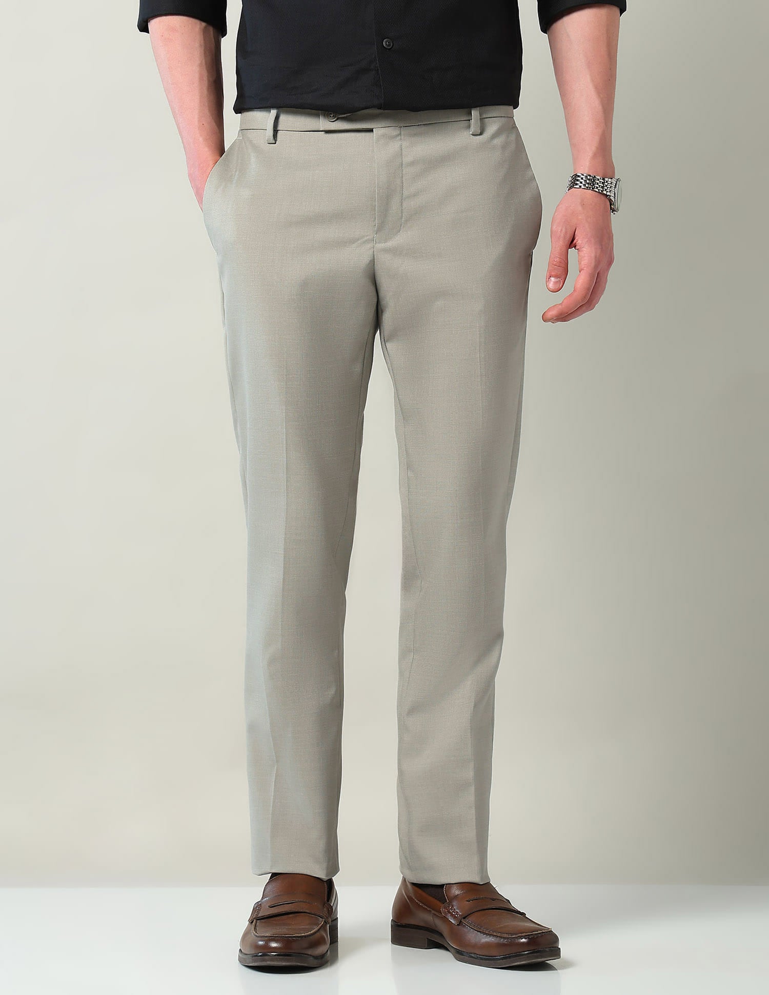 Mid Rise Regular Fit Formal Trousers