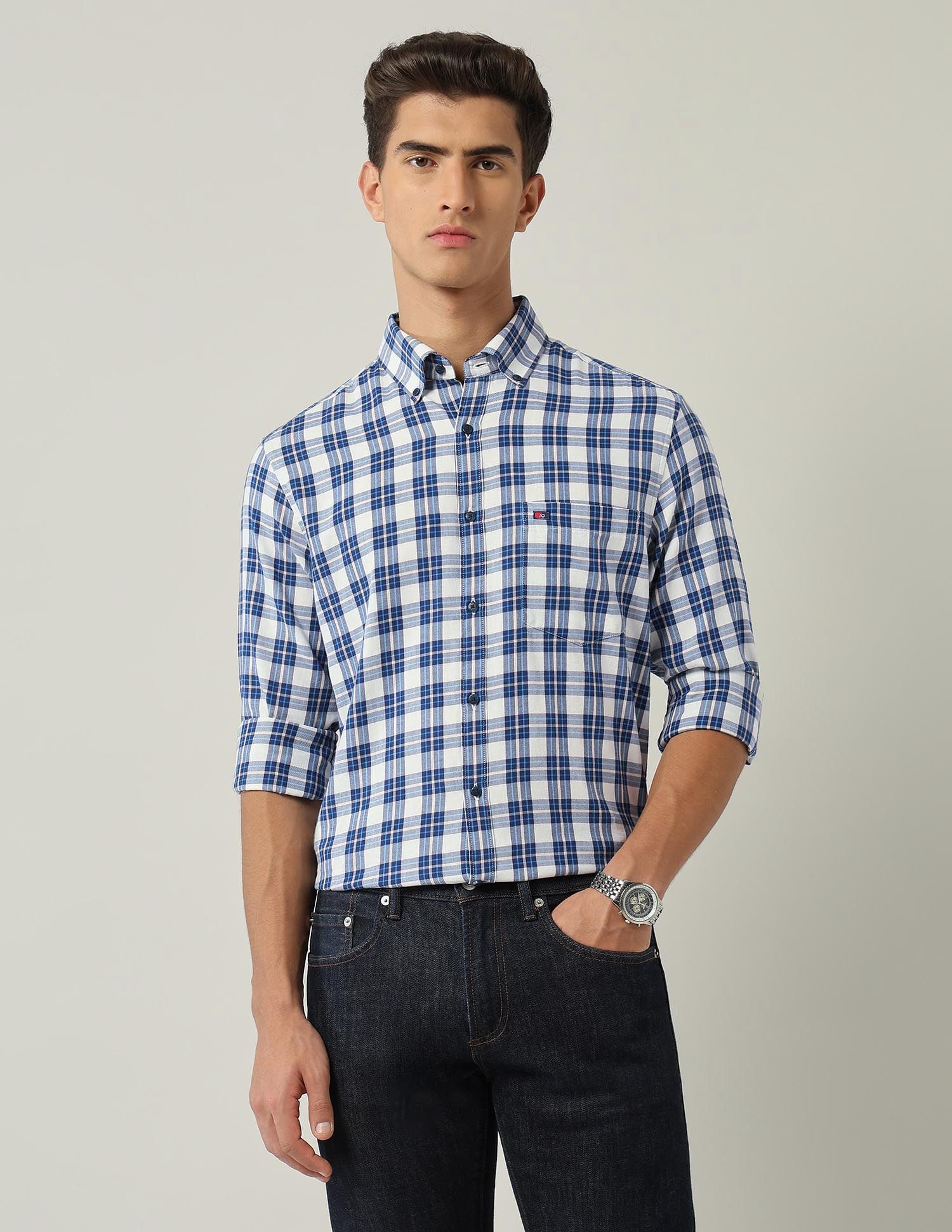 City Chronicles Modern Slim Fit Tartan Checked Shirt