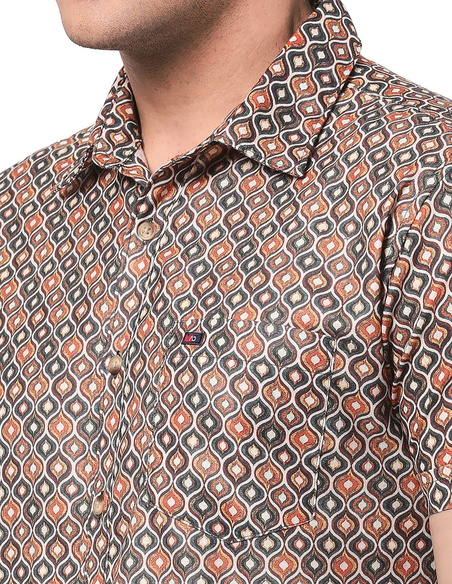 Geometric Print Slim Casual Shirt