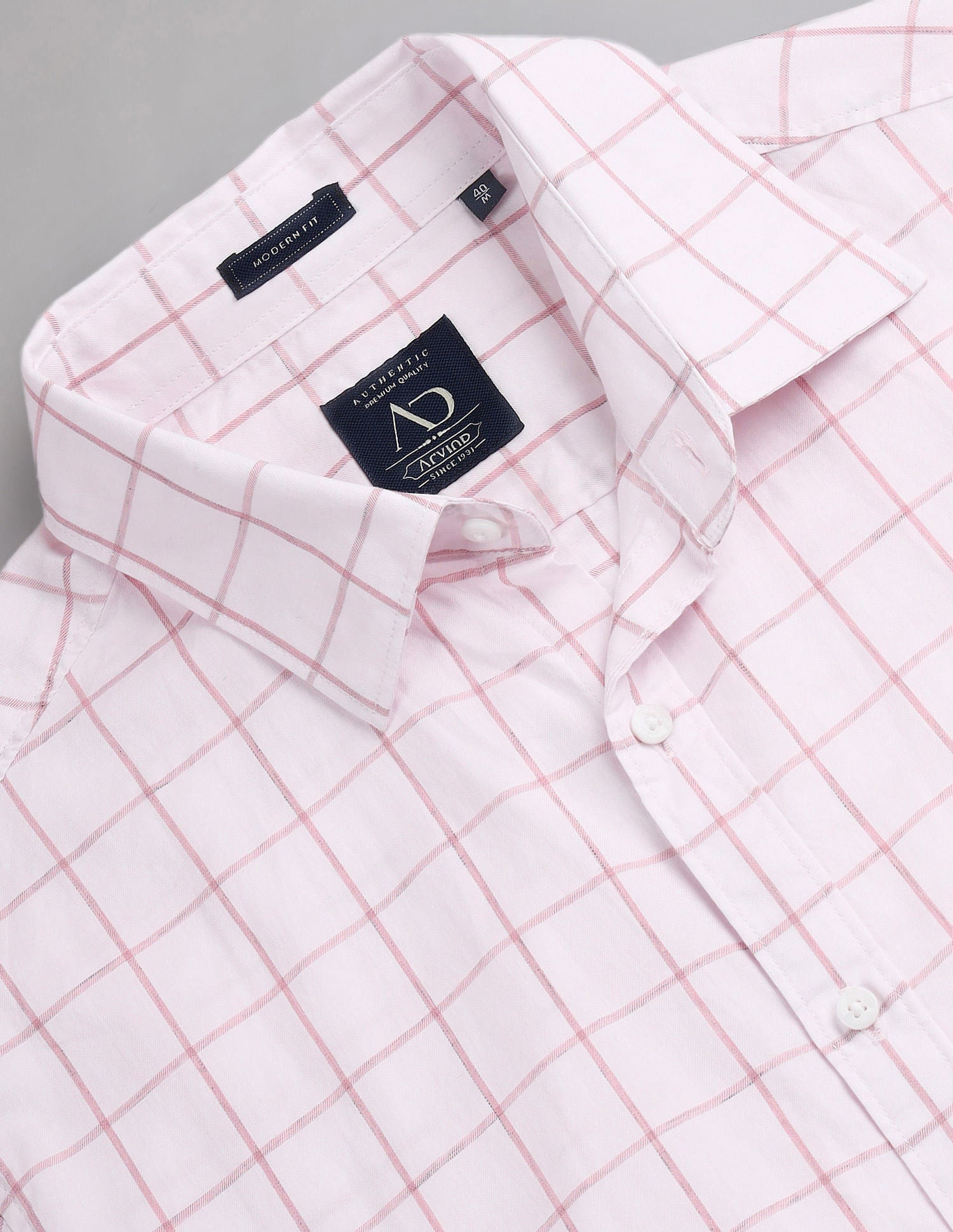 Office essential Windowpane Check Cotton Shirt