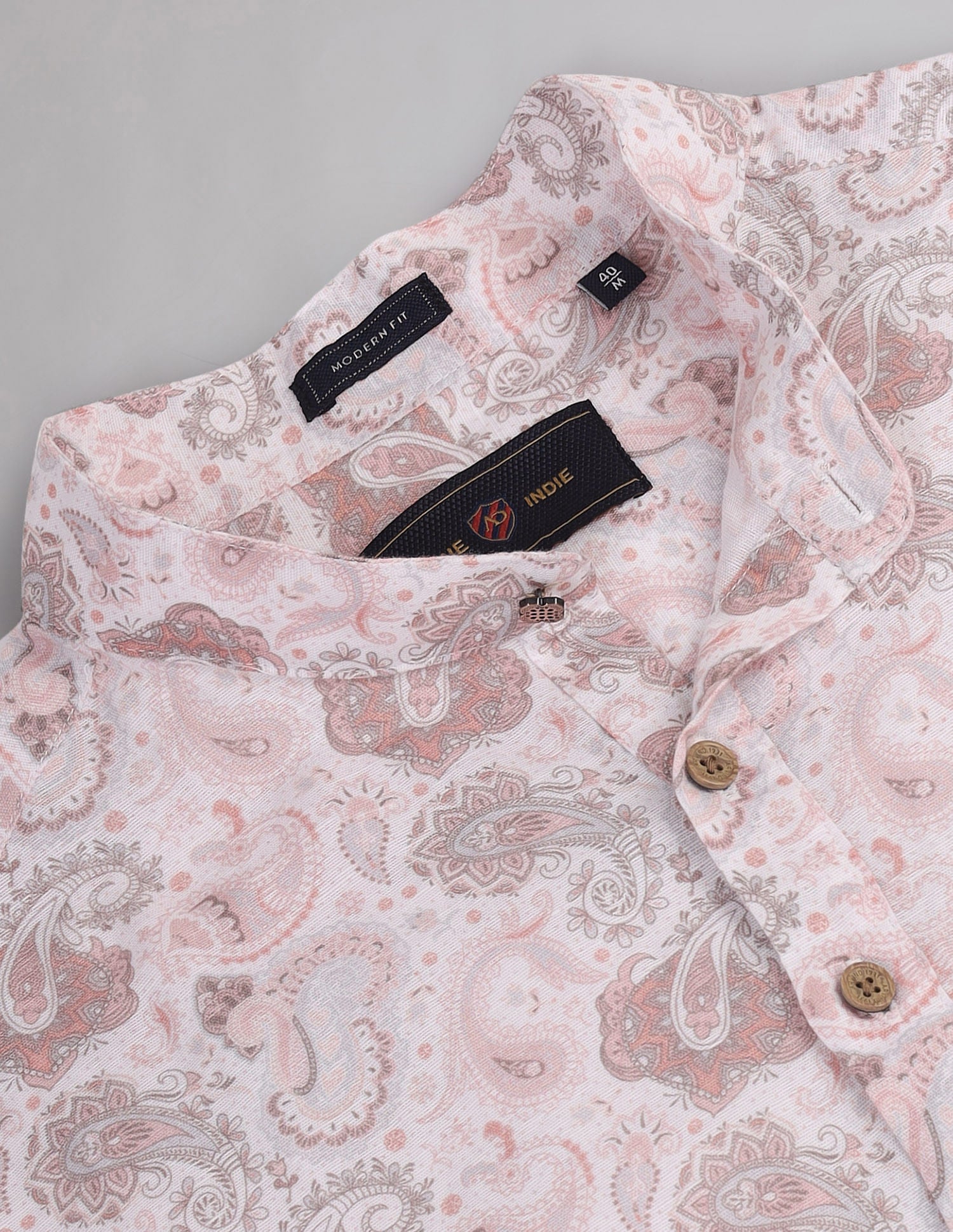 Vacation Polished Paisley Mandarin Collar Indie Shirt