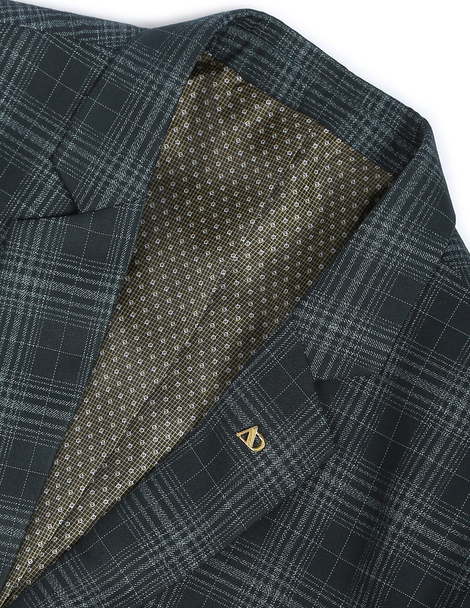 Patterned Weave Tartan Check Formal Blazer