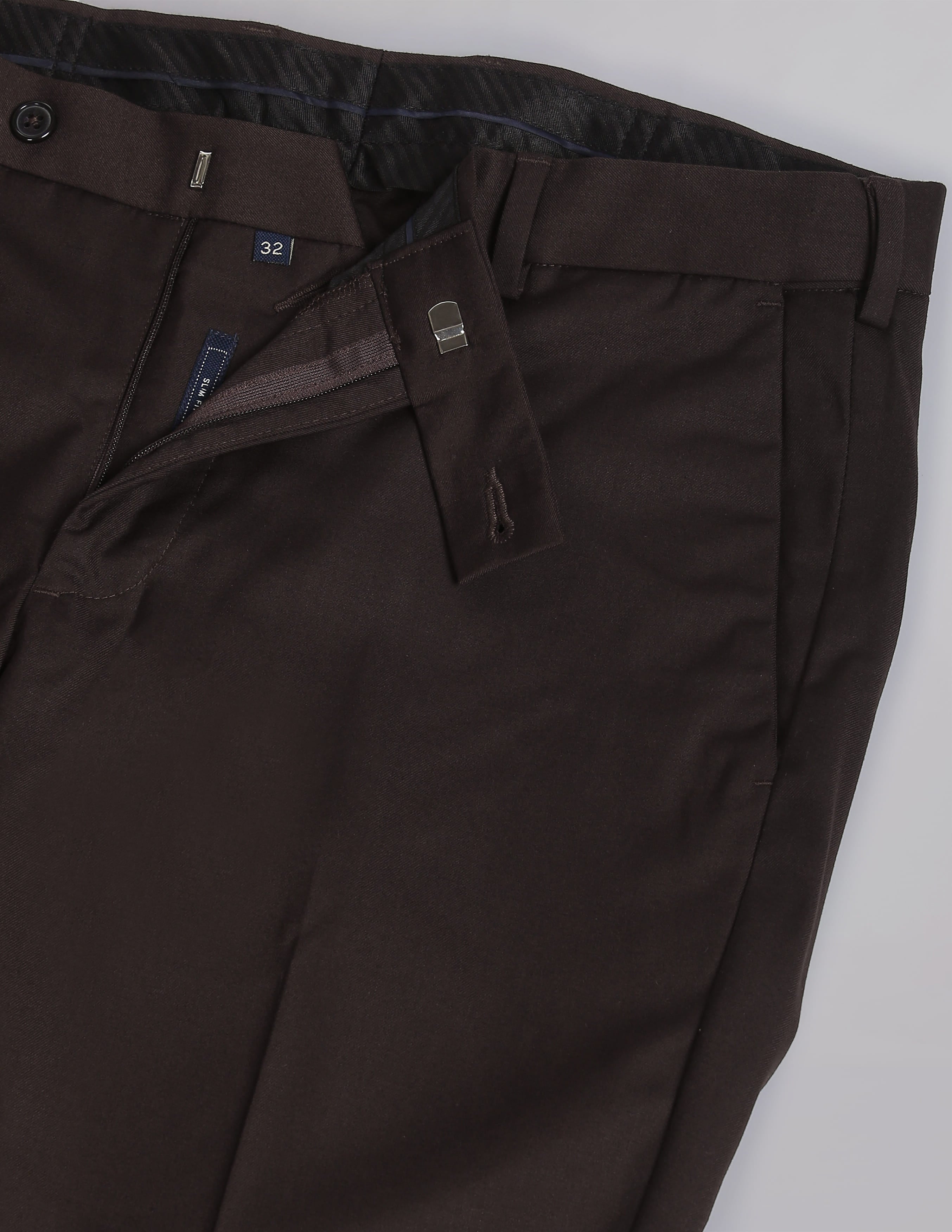 Twill Solid Smart Flex Formal Trousers