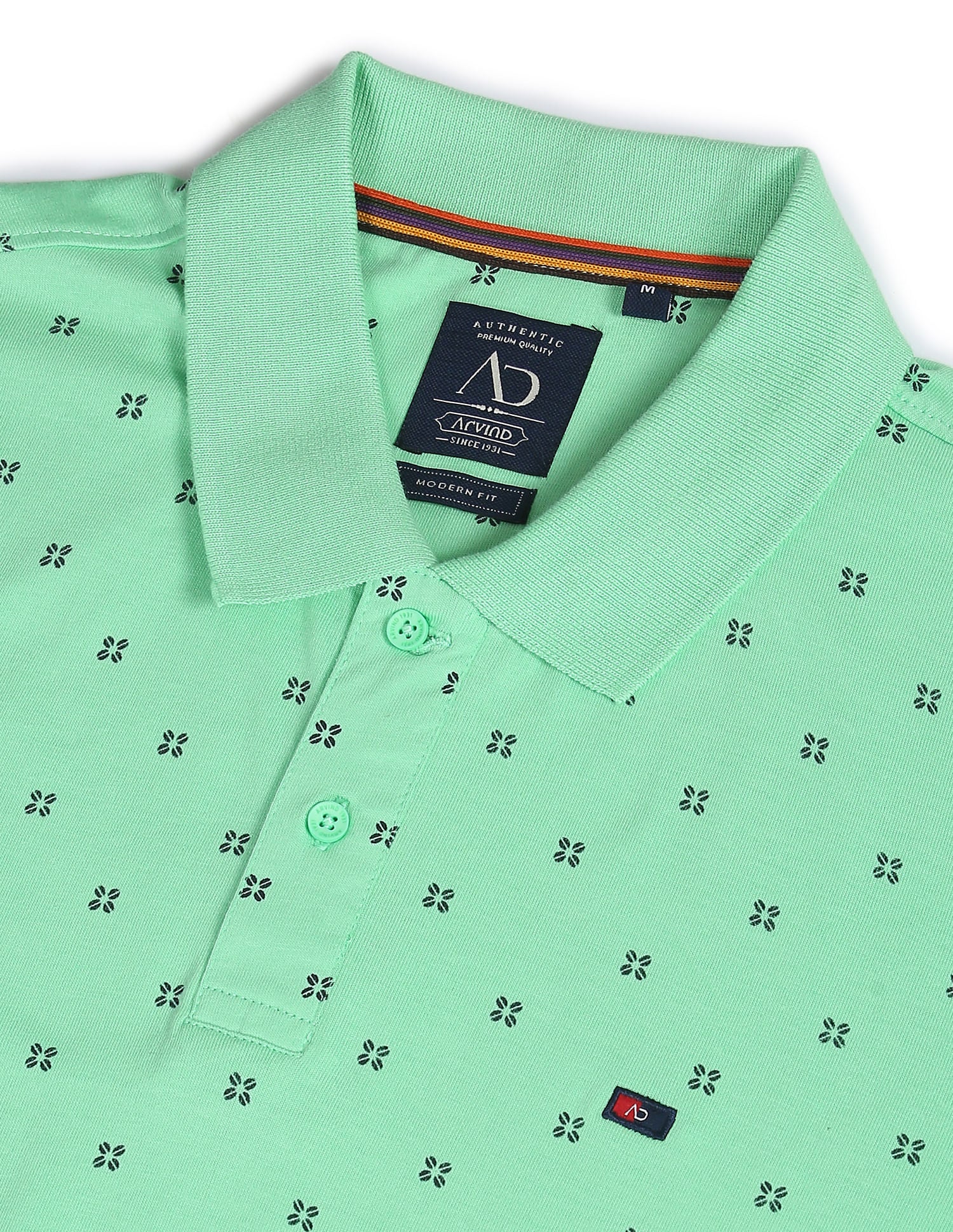 Art Refined Geometric Print Cotton Polo Shirt