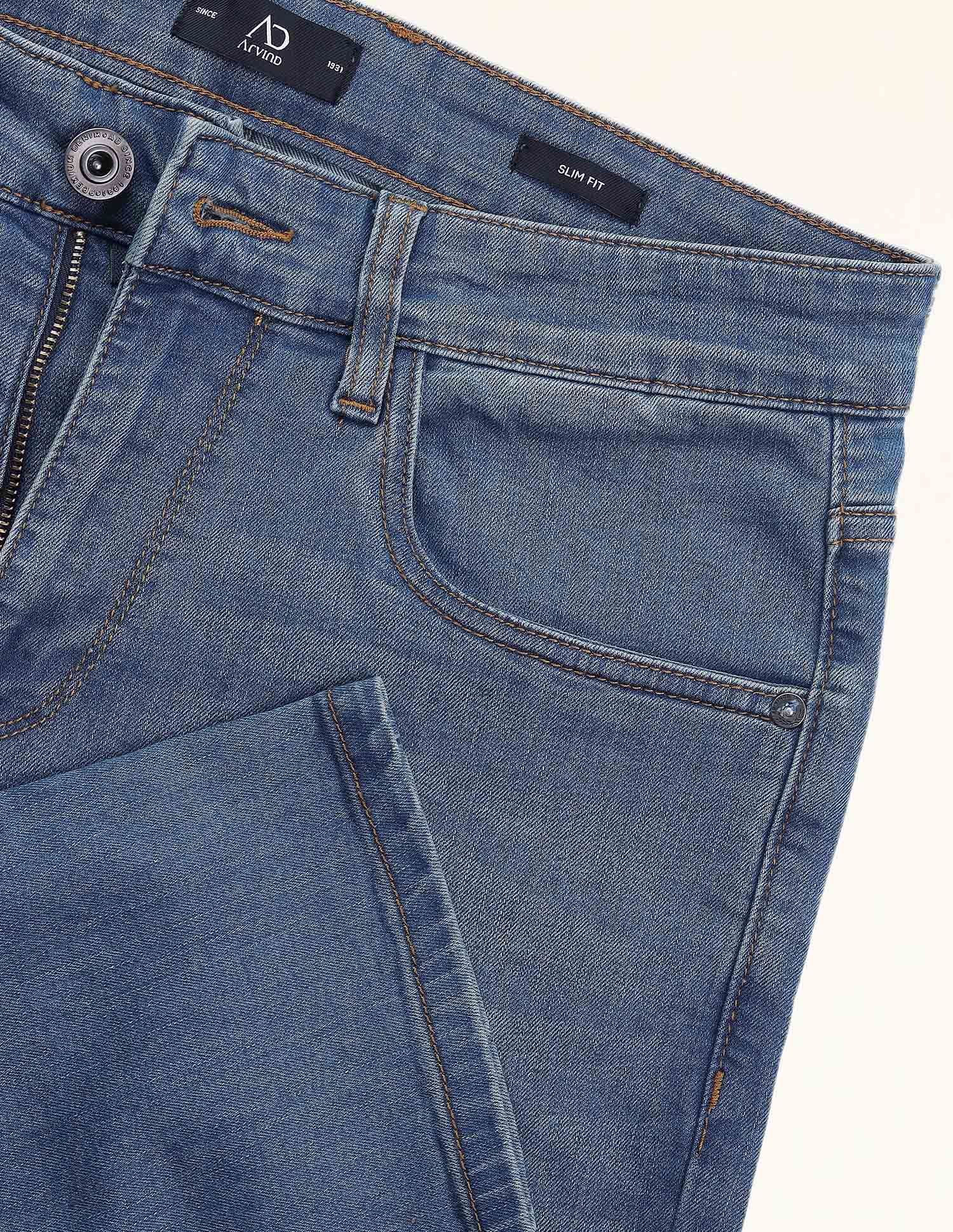 Easy-on slim Fit Mid Rise Jeans
