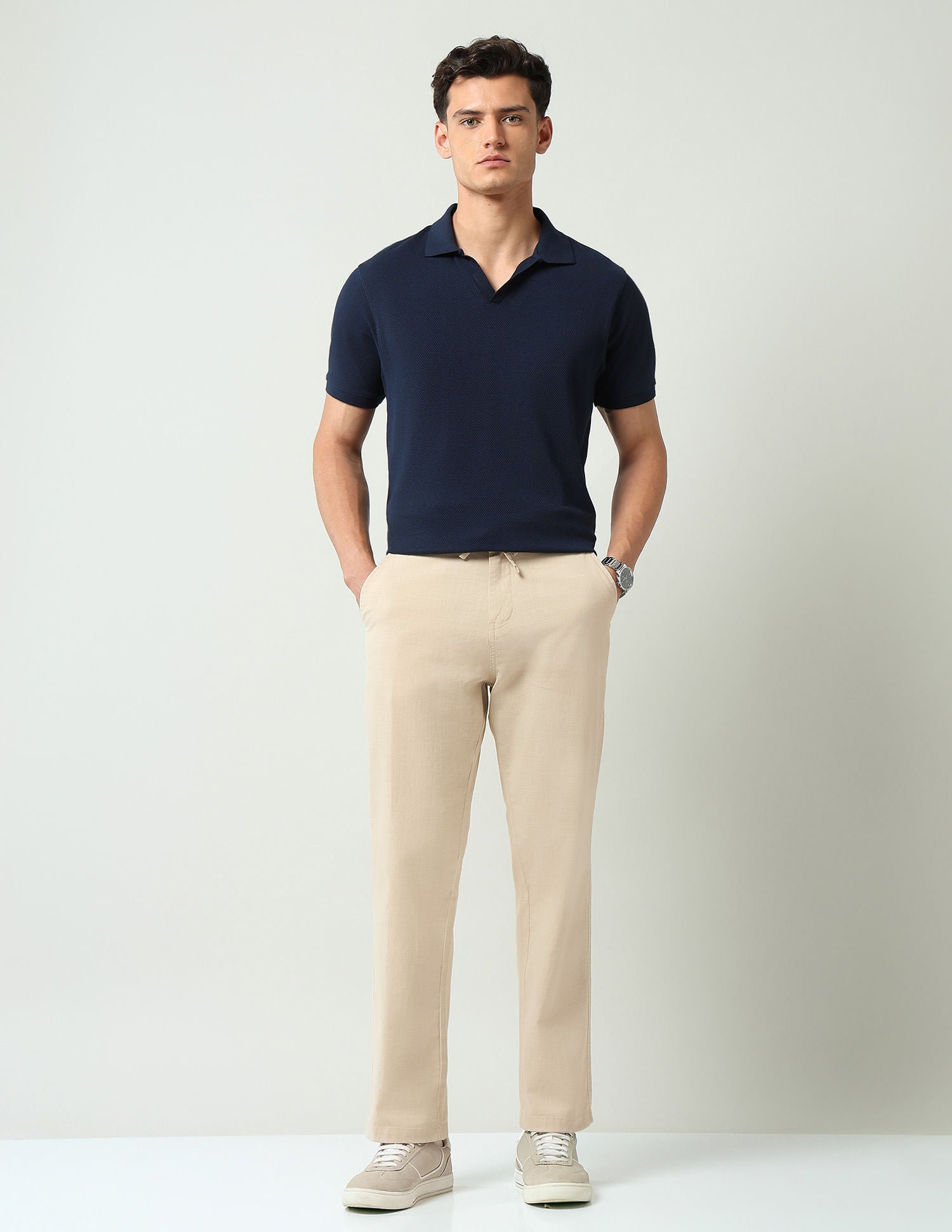 Work Essential mid Rise Regular Fit Trousers