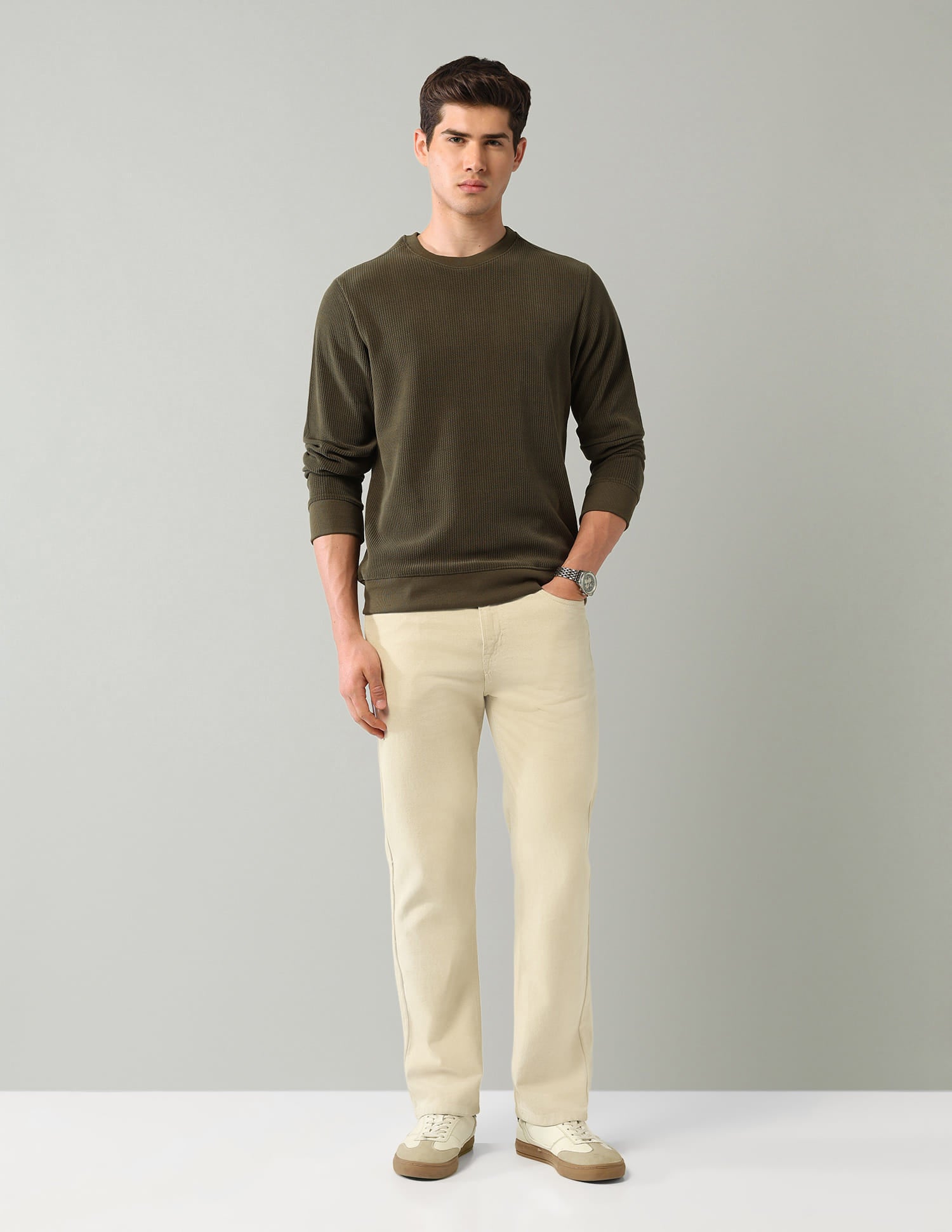 Textured Regular Fit Sweatshirt