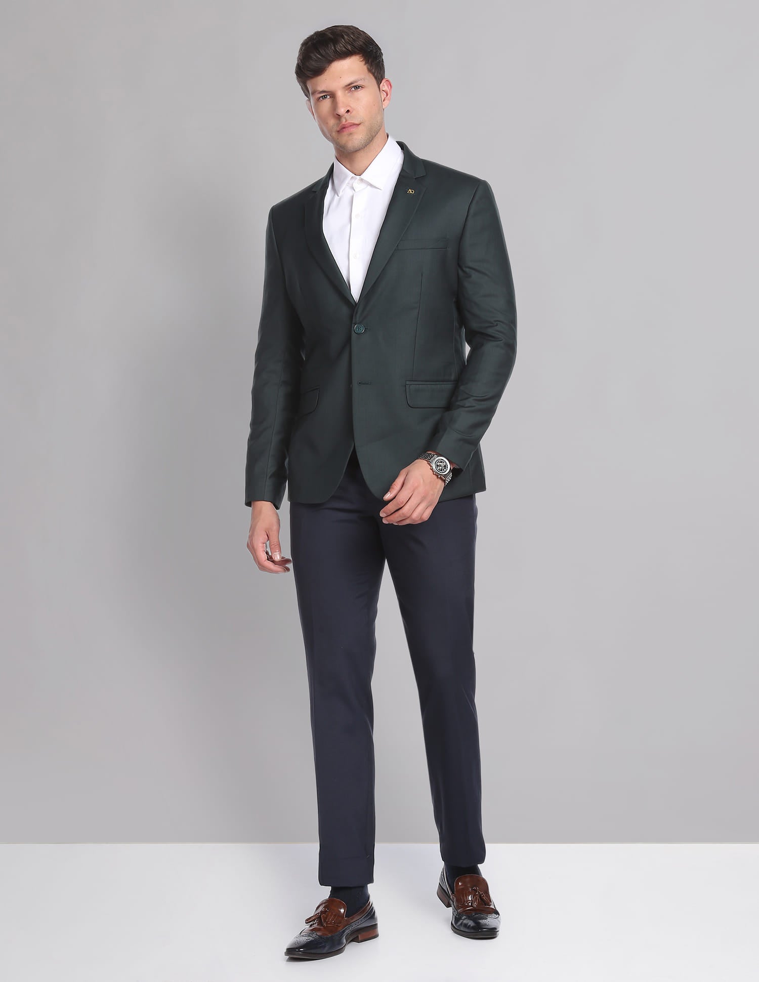 Twill Weave Solid Formal Blazer