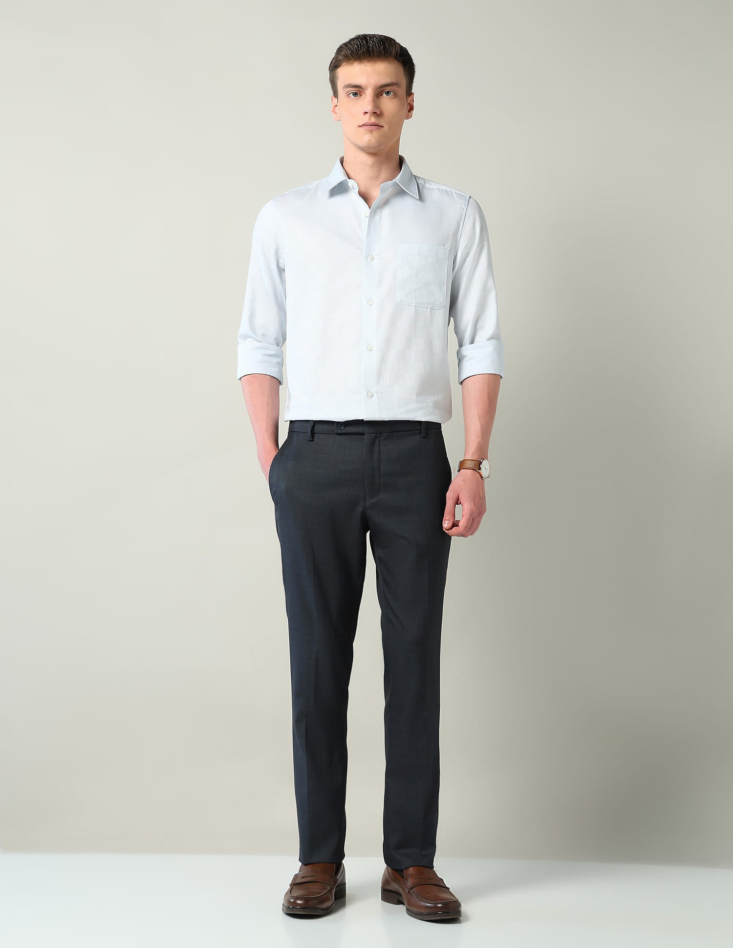 Mid Rise Regular Fit Formal Trousers