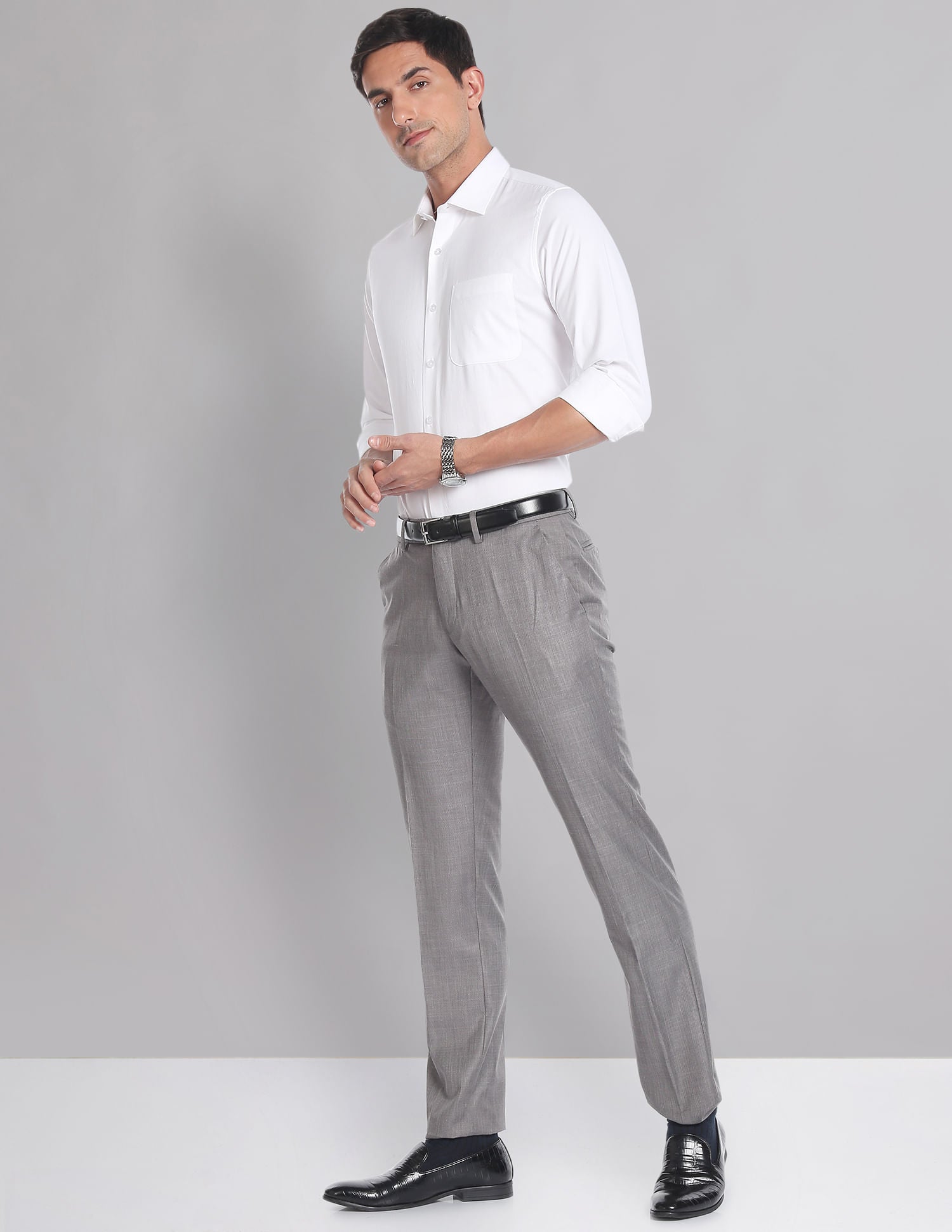 Fashion Vault Pure Cotton Solid Dobby Formal Shirt