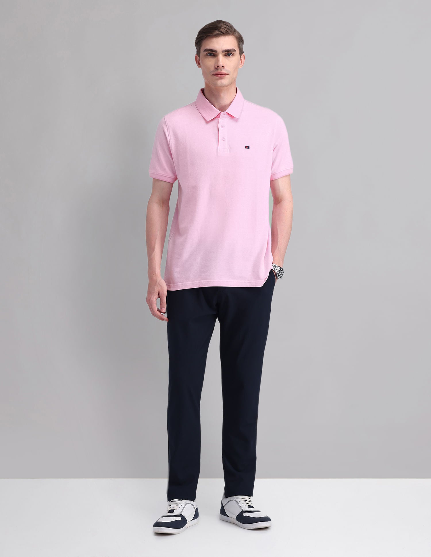 Style Essential Cotton Heathered Polo Shirt
