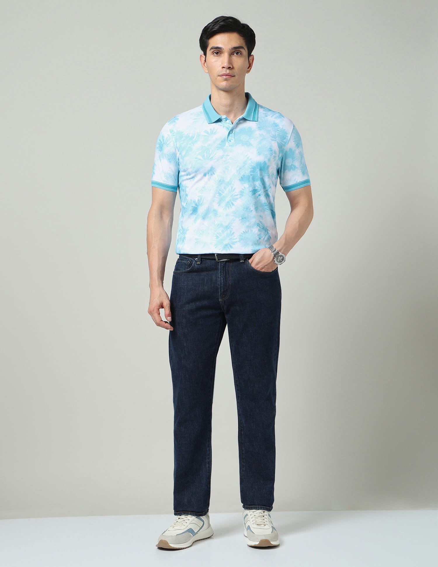 Vogue Fit Floral Printed Slim Fit Polo Shirt