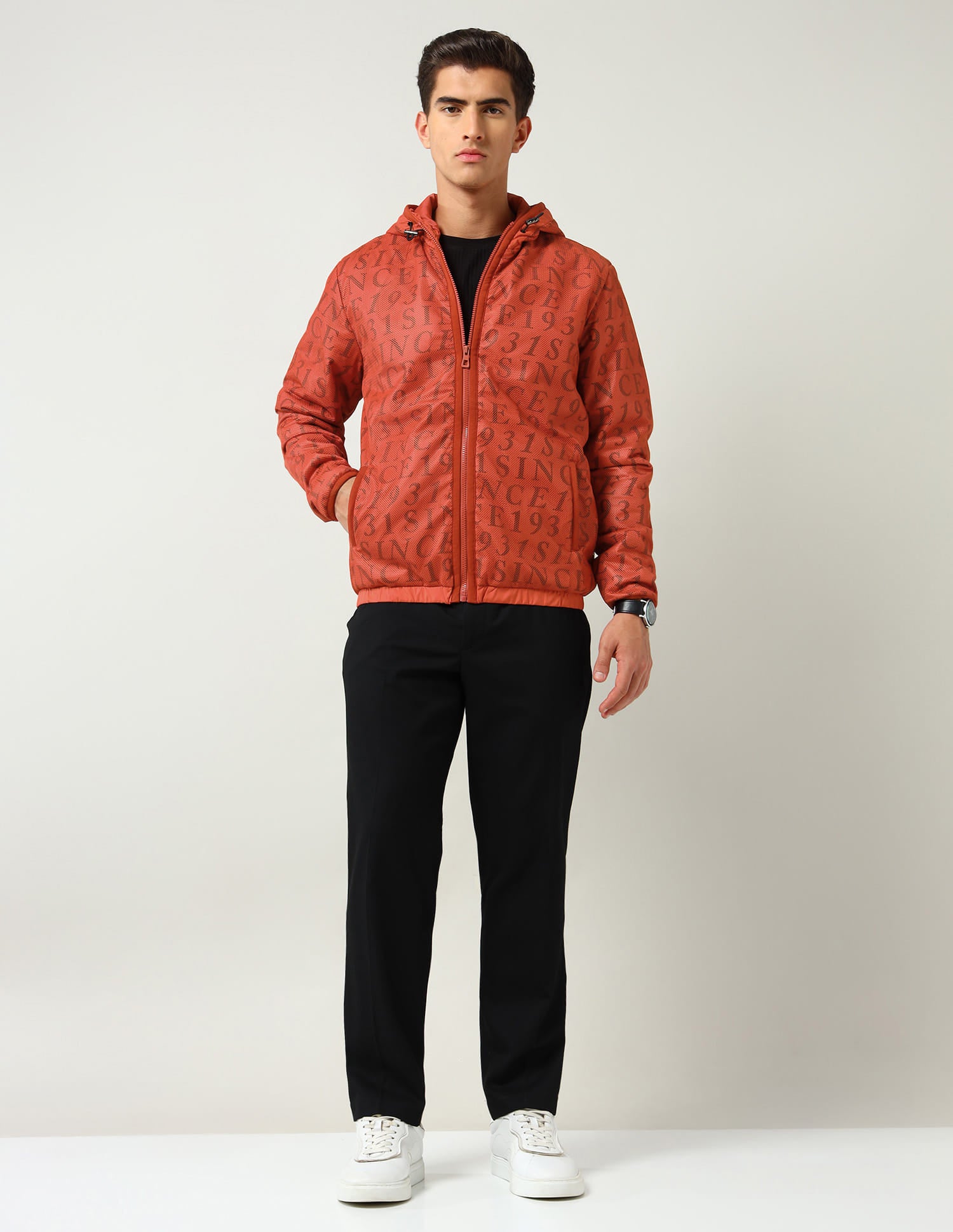 Modern Slim Fit Printed Padded Jacket