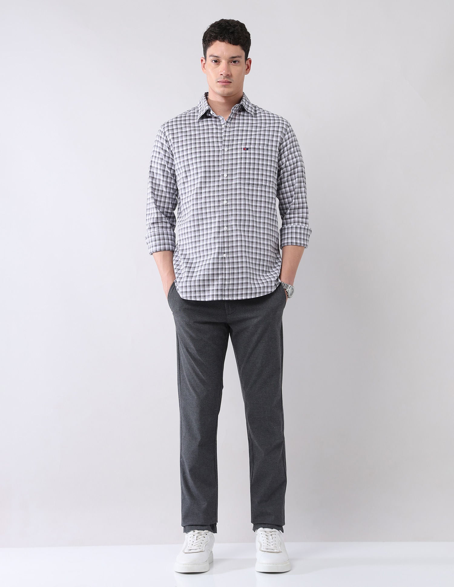 City Chronicles Modern Slim Fit Tartan Checked Shirt